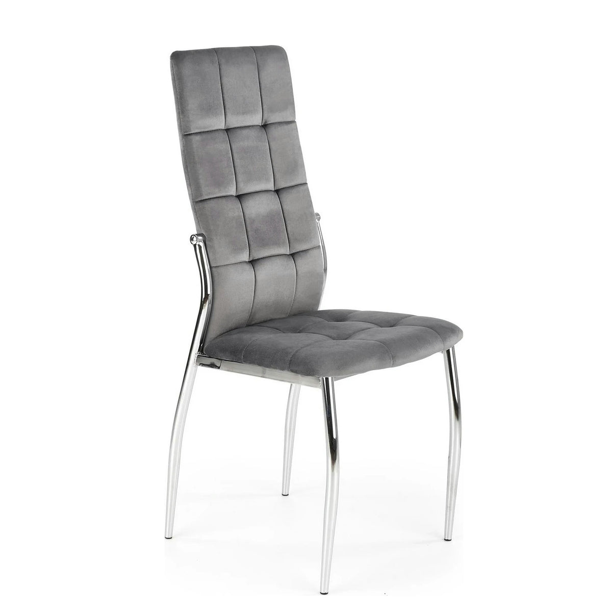 Scaun tapitat K416, gri/argintiu, stofa catifelata/metal, 43x54x101 cm
