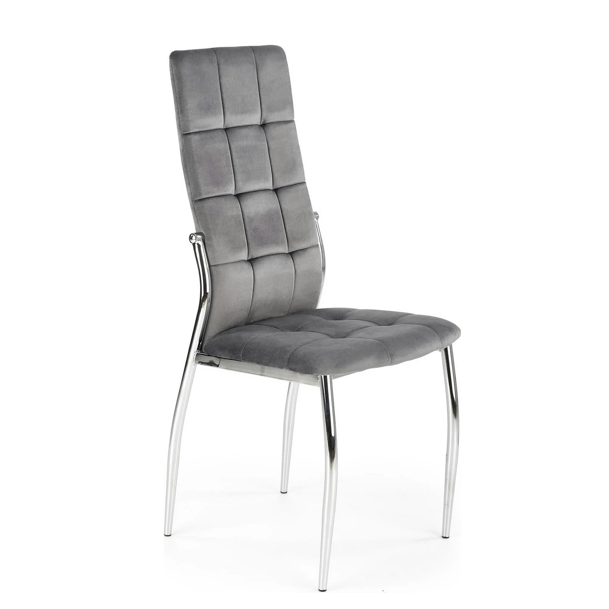 Scaun tapitat K416, gri/argintiu, stofa catifelata/metal, 43x54x101 cm
