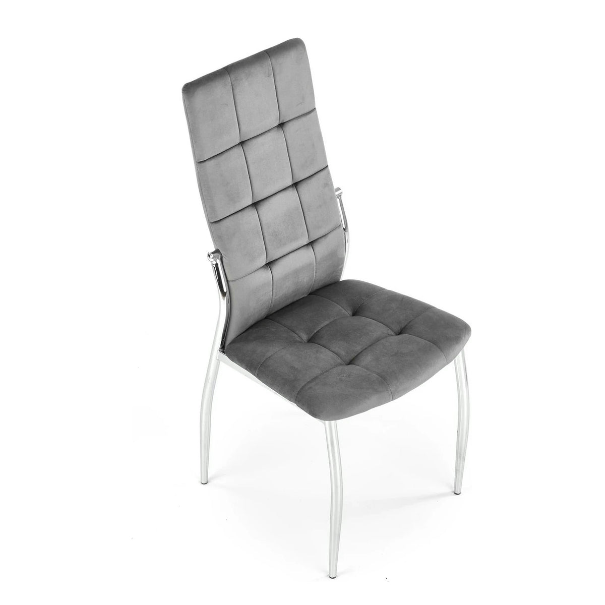 Scaun tapitat K416, gri/argintiu, stofa catifelata/metal, 43x54x101 cm