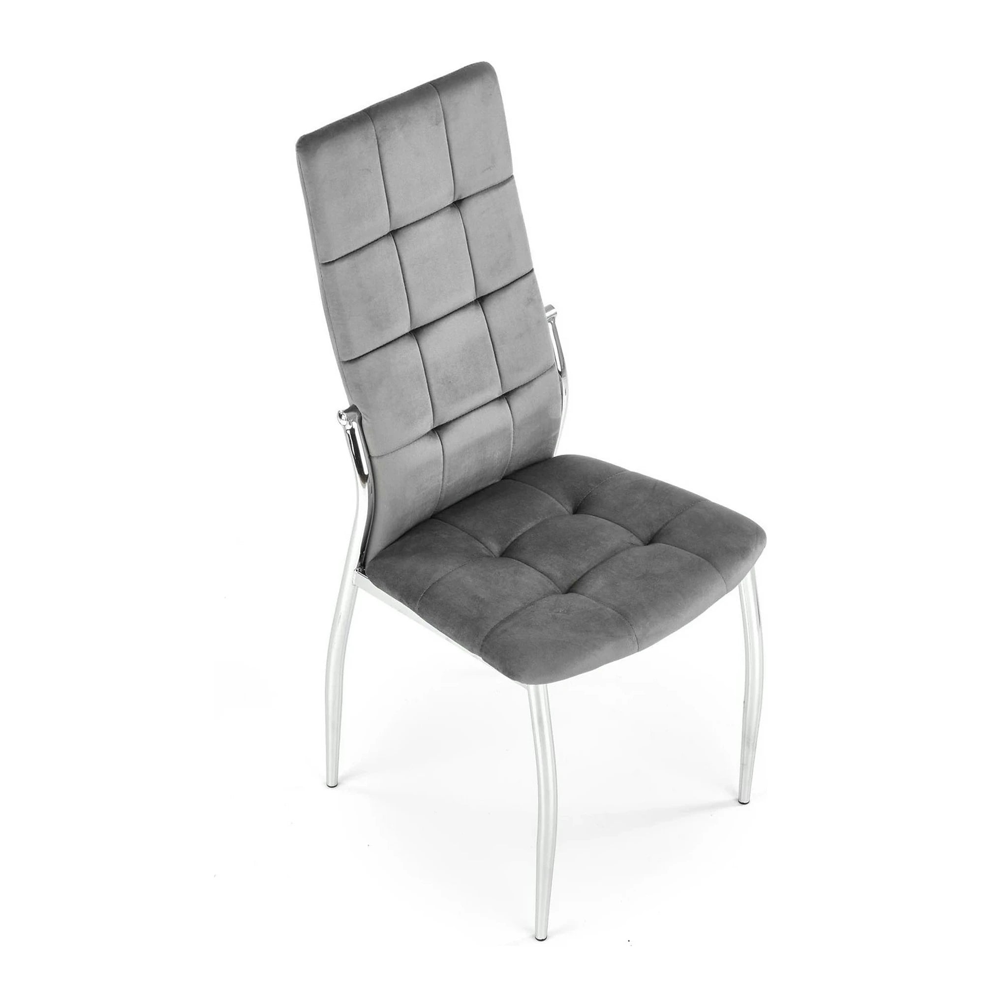 Scaun tapitat K416, gri/argintiu, stofa catifelata/metal, 43x54x101 cm