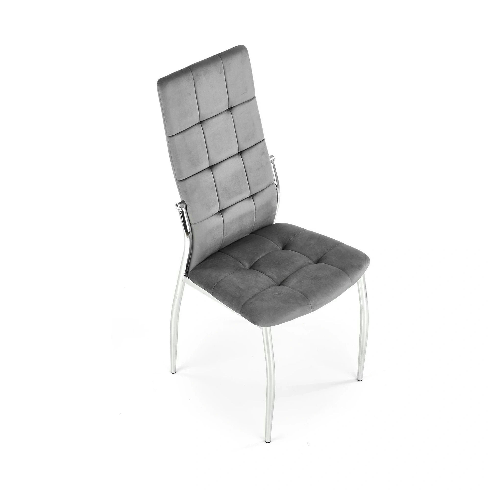 Scaun tapitat K416, gri/argintiu, stofa catifelata/metal, 43x54x101 cm