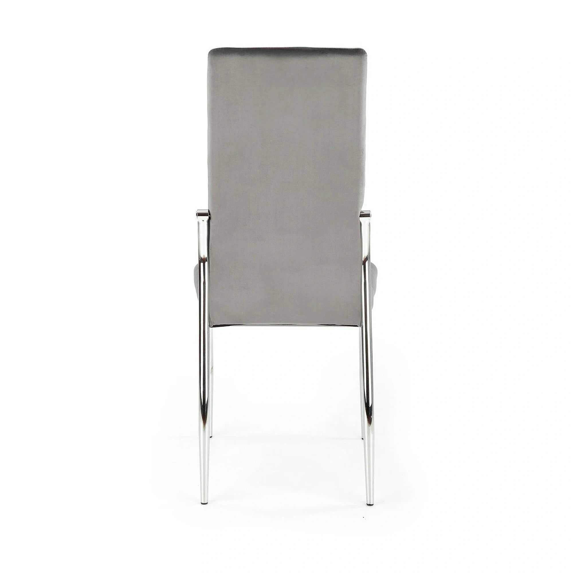 Scaun tapitat K416, gri/argintiu, stofa catifelata/metal, 43x54x101 cm