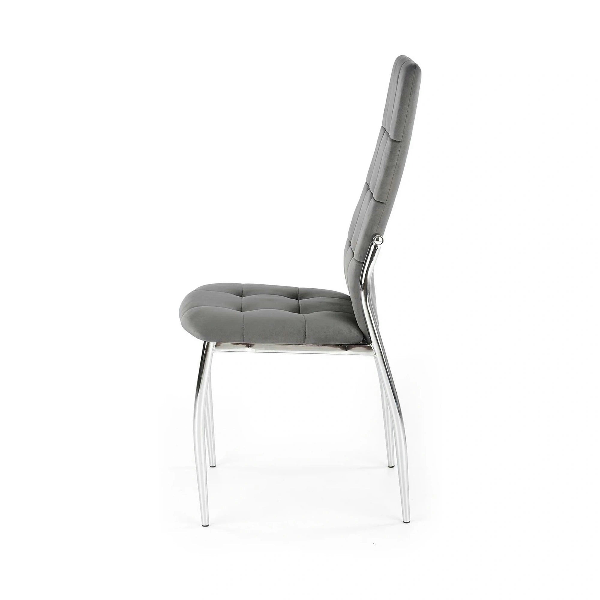 Scaun tapitat K416, gri/argintiu, stofa catifelata/metal, 43x54x101 cm