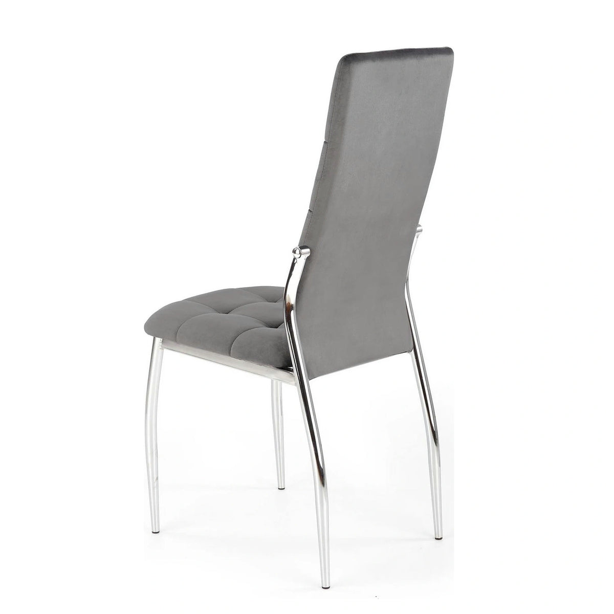 Scaun tapitat K416, gri/argintiu, stofa catifelata/metal, 43x54x101 cm