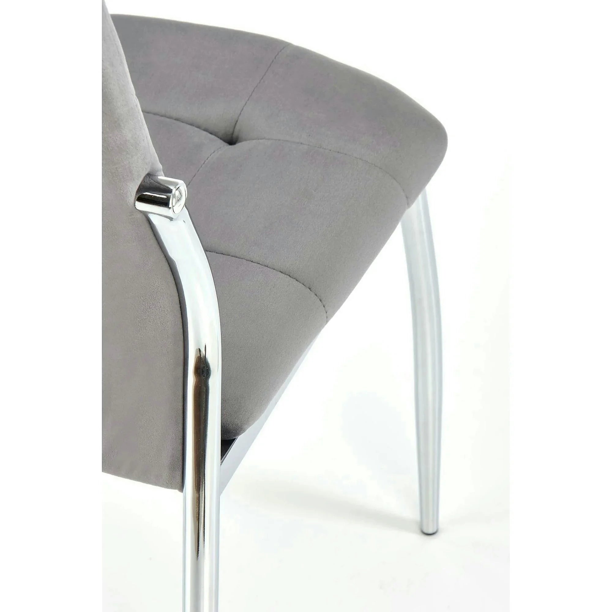 Scaun tapitat K416, gri/argintiu, stofa catifelata/metal, 43x54x101 cm