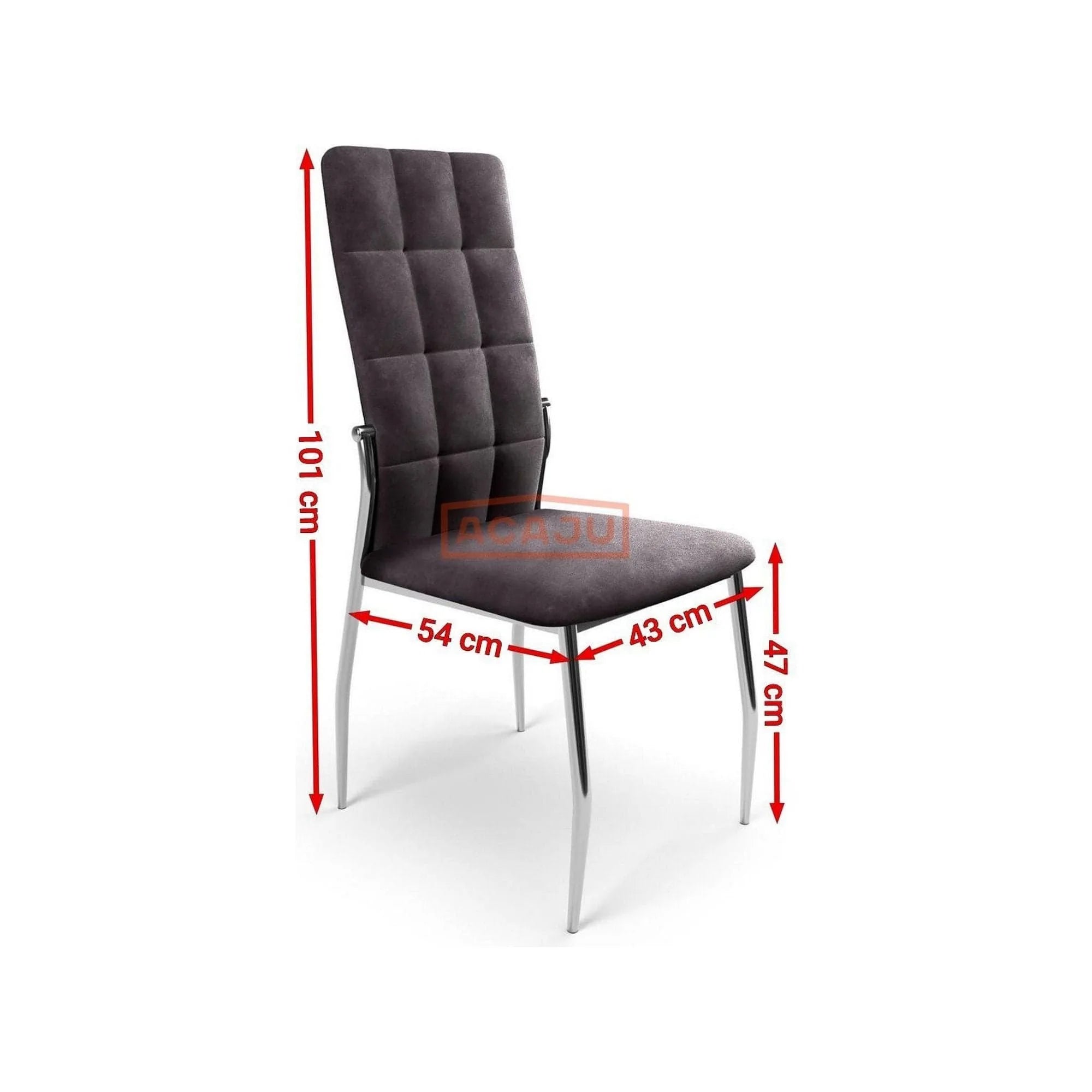 Scaun tapitat K416, gri/argintiu, stofa catifelata/metal, 43x54x101 cm