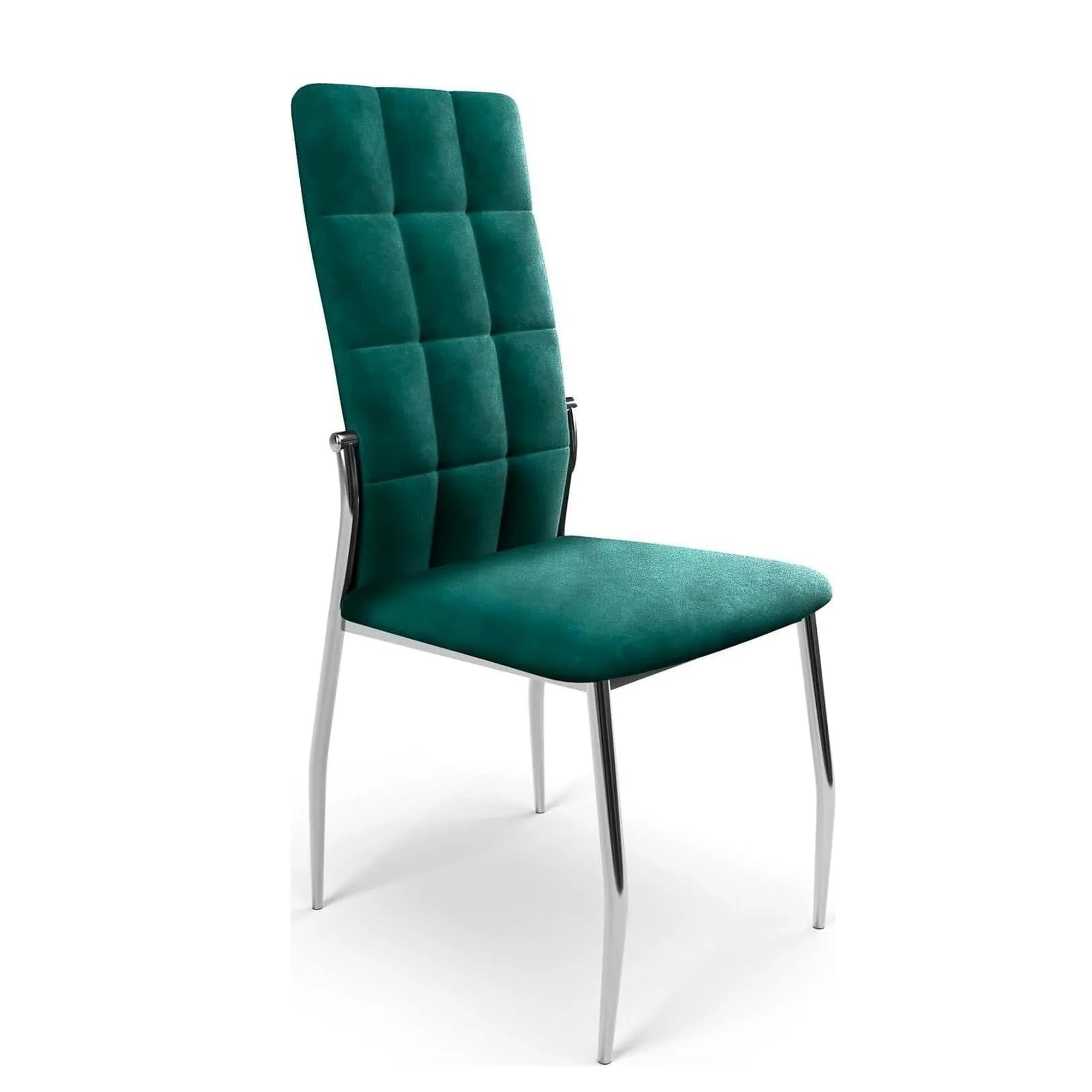 Scaun tapitat K416, verde inchis/crom, stofa catifelata/metal, 43x54x101 cm