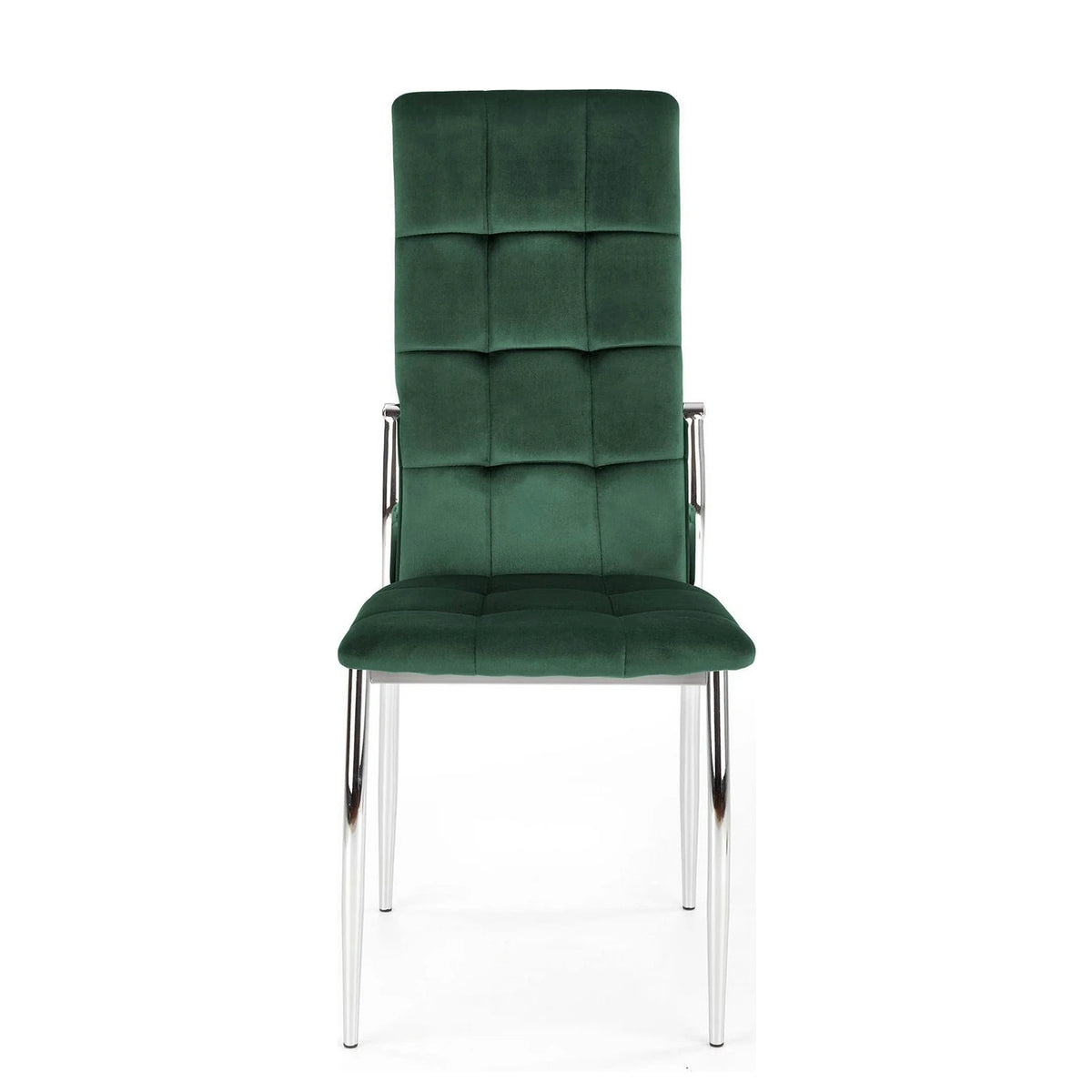 Scaun tapitat K416, verde inchis/crom, stofa catifelata/metal, 43x54x101 cm