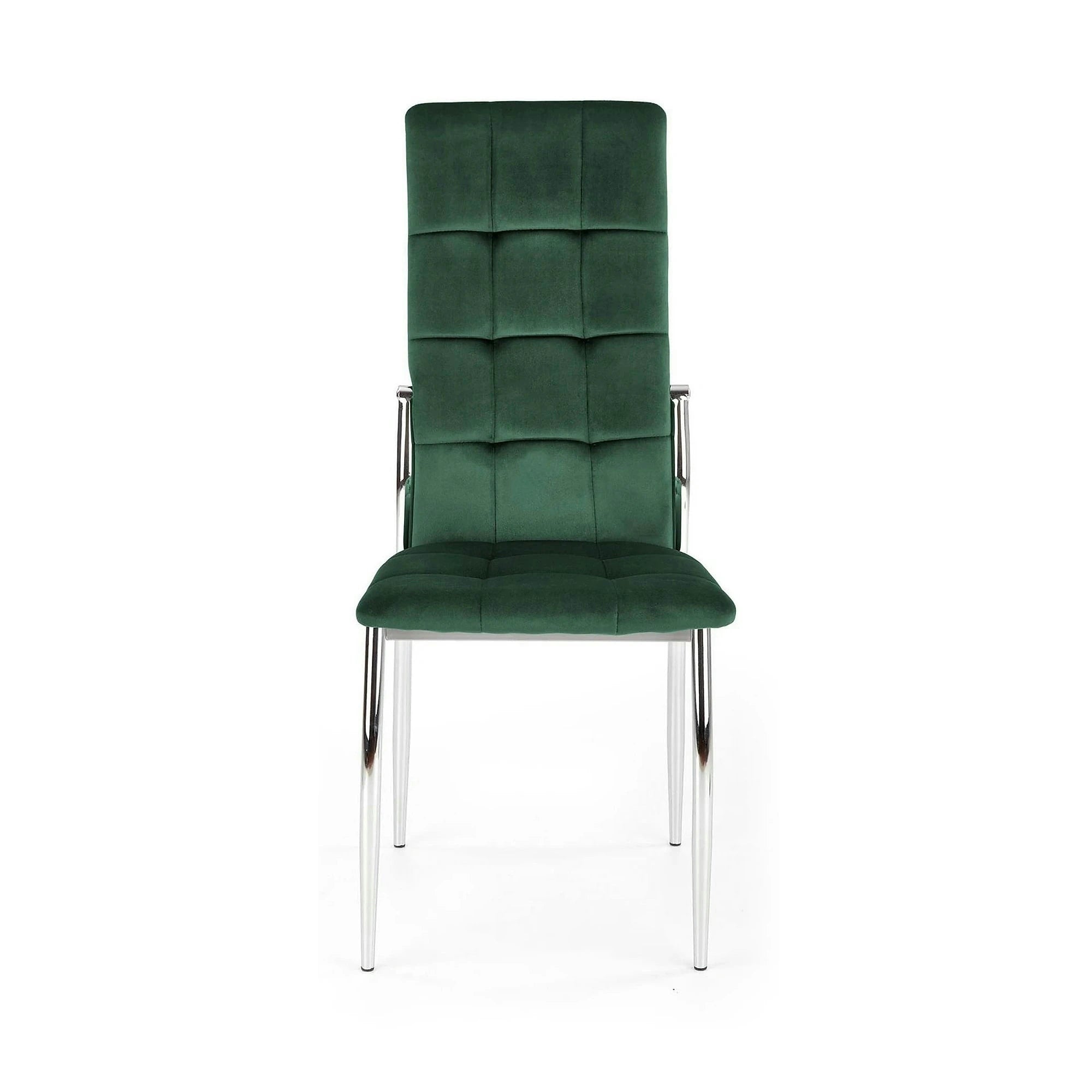 Scaun tapitat K416, verde inchis/crom, stofa catifelata/metal, 43x54x101 cm