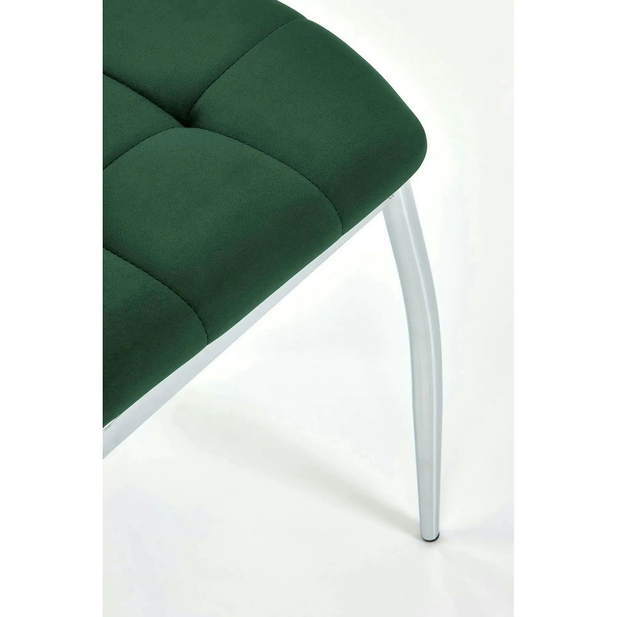 Scaun tapitat K416, verde inchis/crom, stofa catifelata/metal, 43x54x101 cm