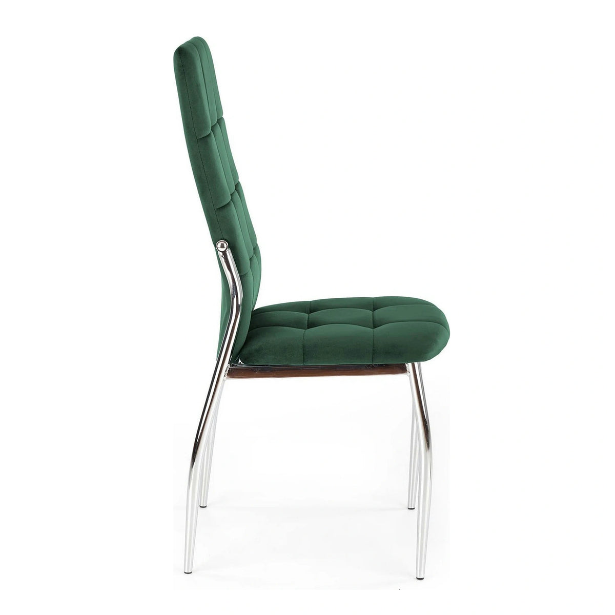 Scaun tapitat K416, verde inchis/crom, stofa catifelata/metal, 43x54x101 cm