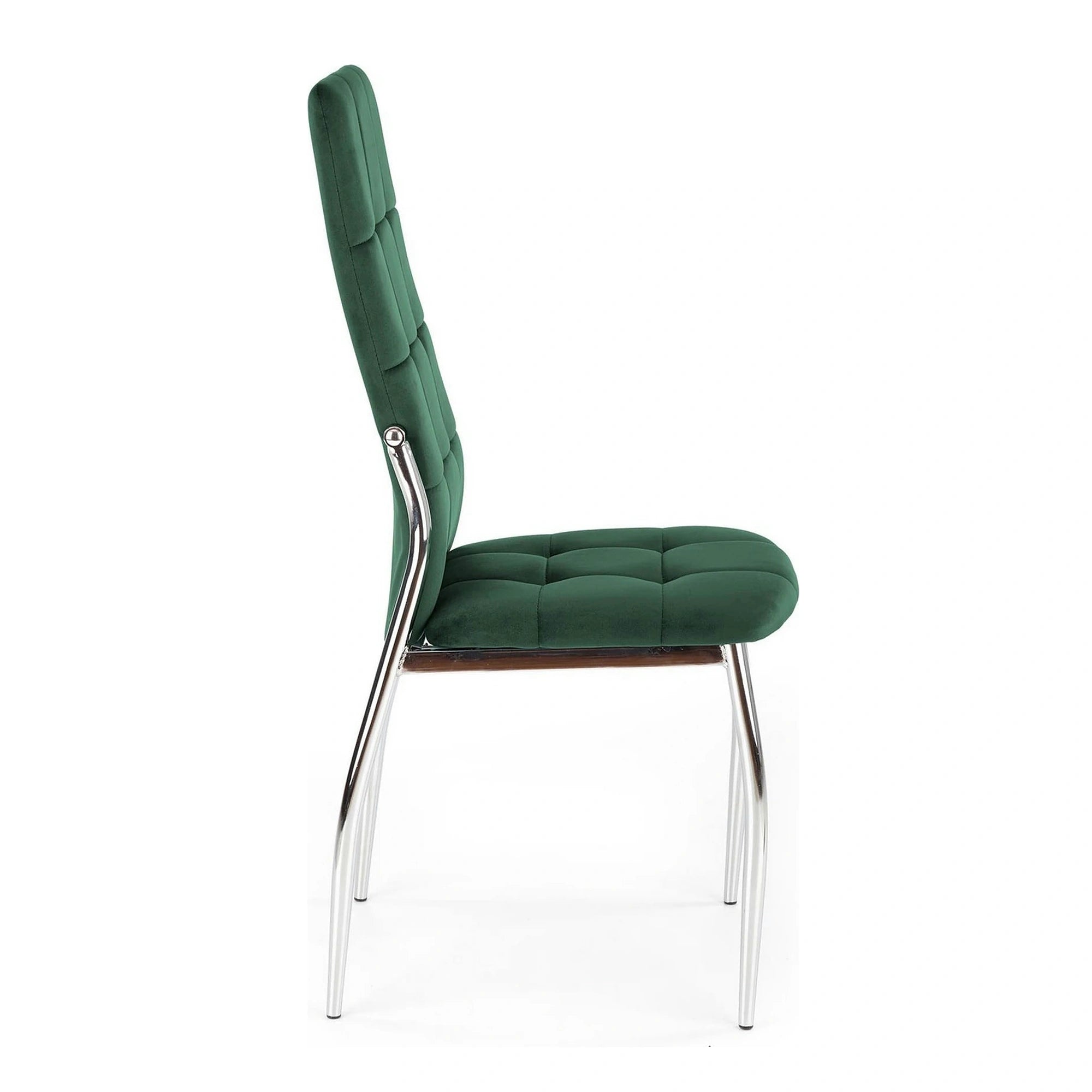 Scaun tapitat K416, verde inchis/crom, stofa catifelata/metal, 43x54x101 cm