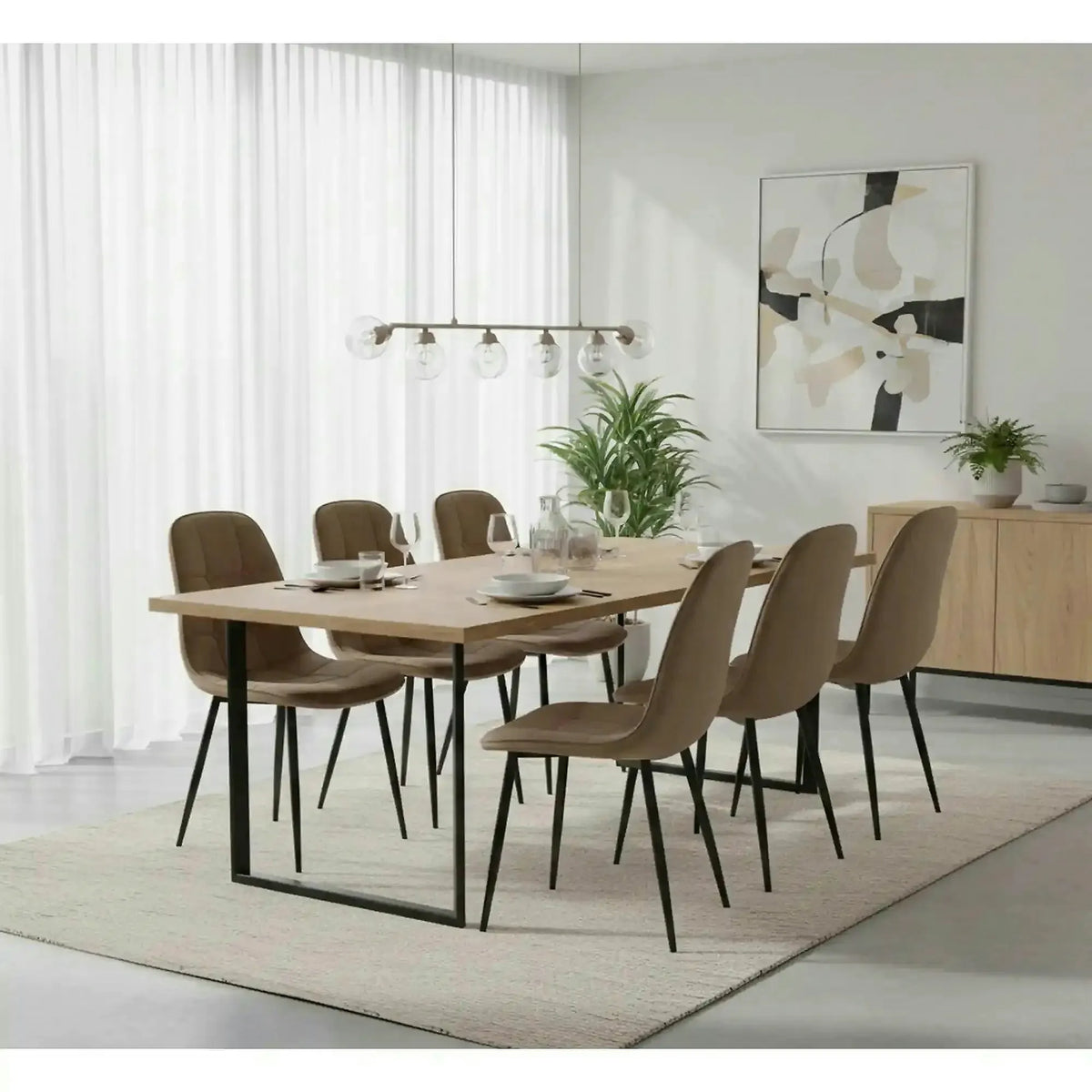 Scaun tapitat K417, bej, stofa catifelata, 44x56x87 cm