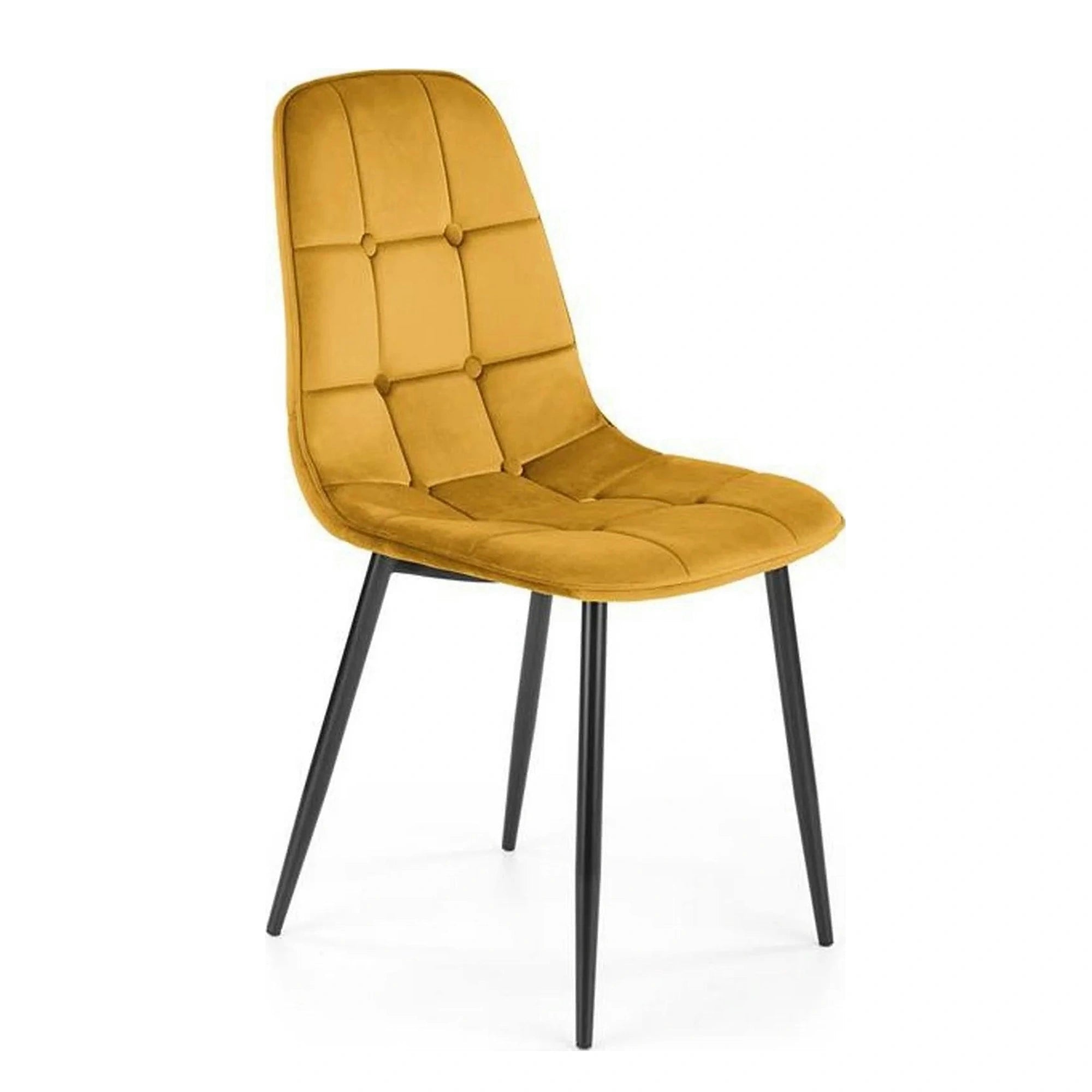Scaun tapitat K417, galben, stofa catifelata, 44x56x87 cm