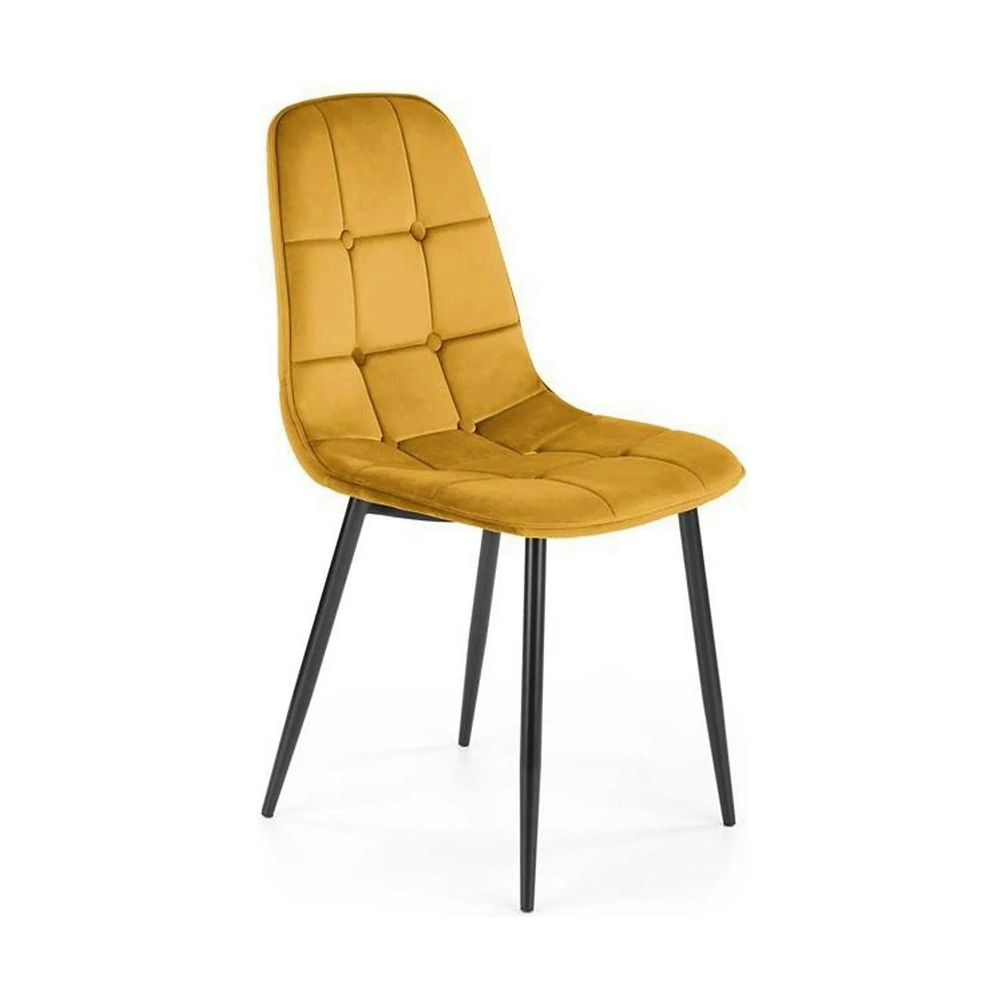 Scaun tapitat K417, galben, stofa catifelata, 44x56x87 cm