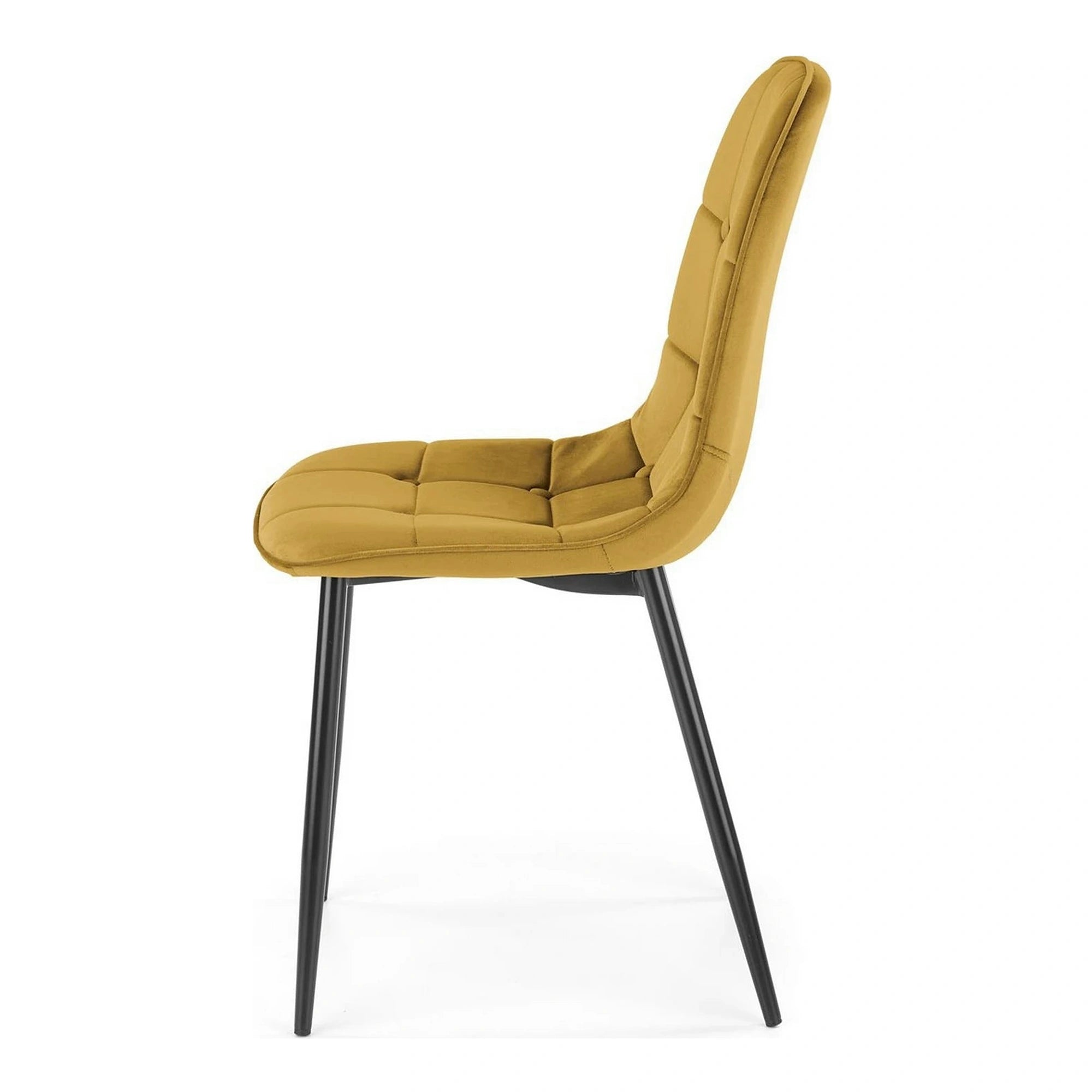 Scaun tapitat K417, galben, stofa catifelata, 44x56x87 cm
