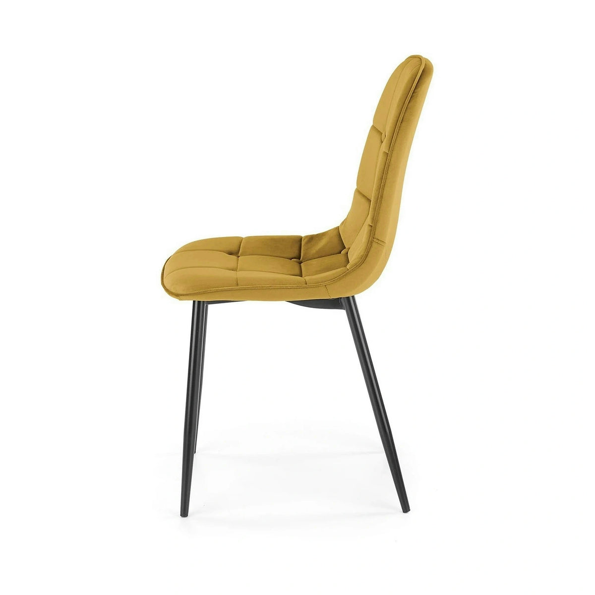 Scaun tapitat K417, galben, stofa catifelata, 44x56x87 cm