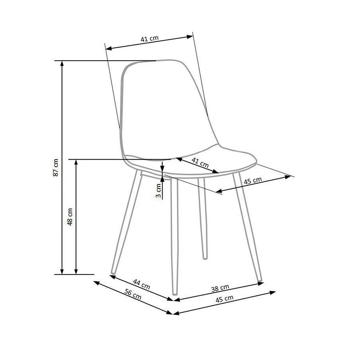 Scaun tapitat K417, galben, stofa catifelata, 44x56x87 cm