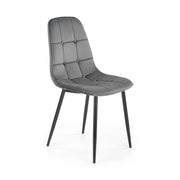 Scaun tapitat K417, gri/negru, stofa catifelata/metal, 46x56x87 cm