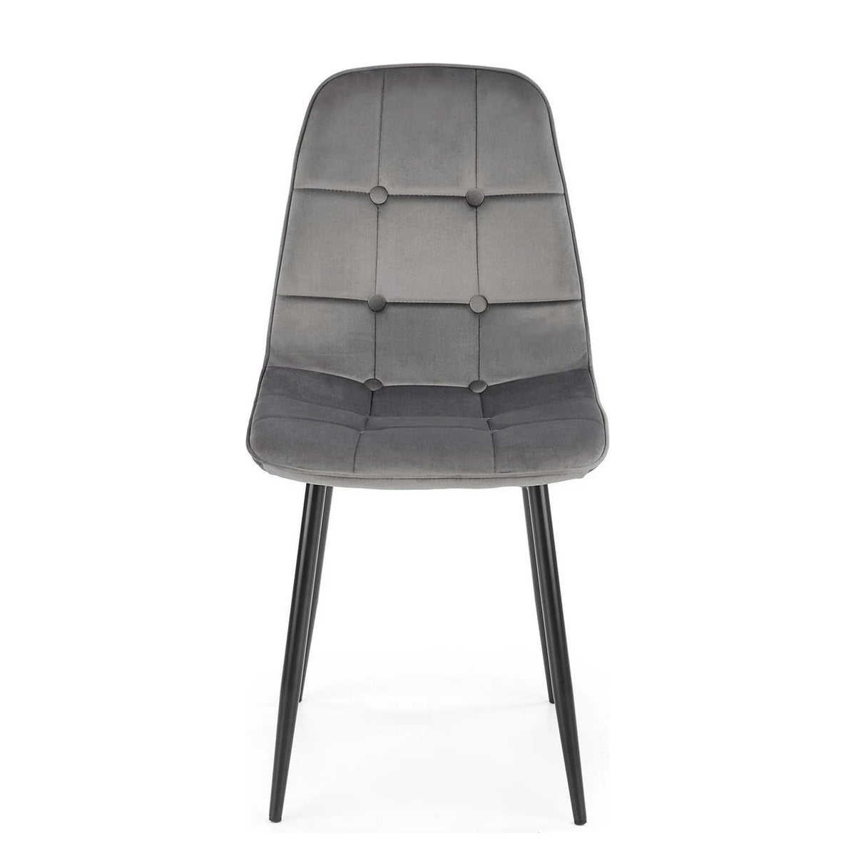 Scaun tapitat K417, gri/negru, stofa catifelata/metal, 46x56x87 cm