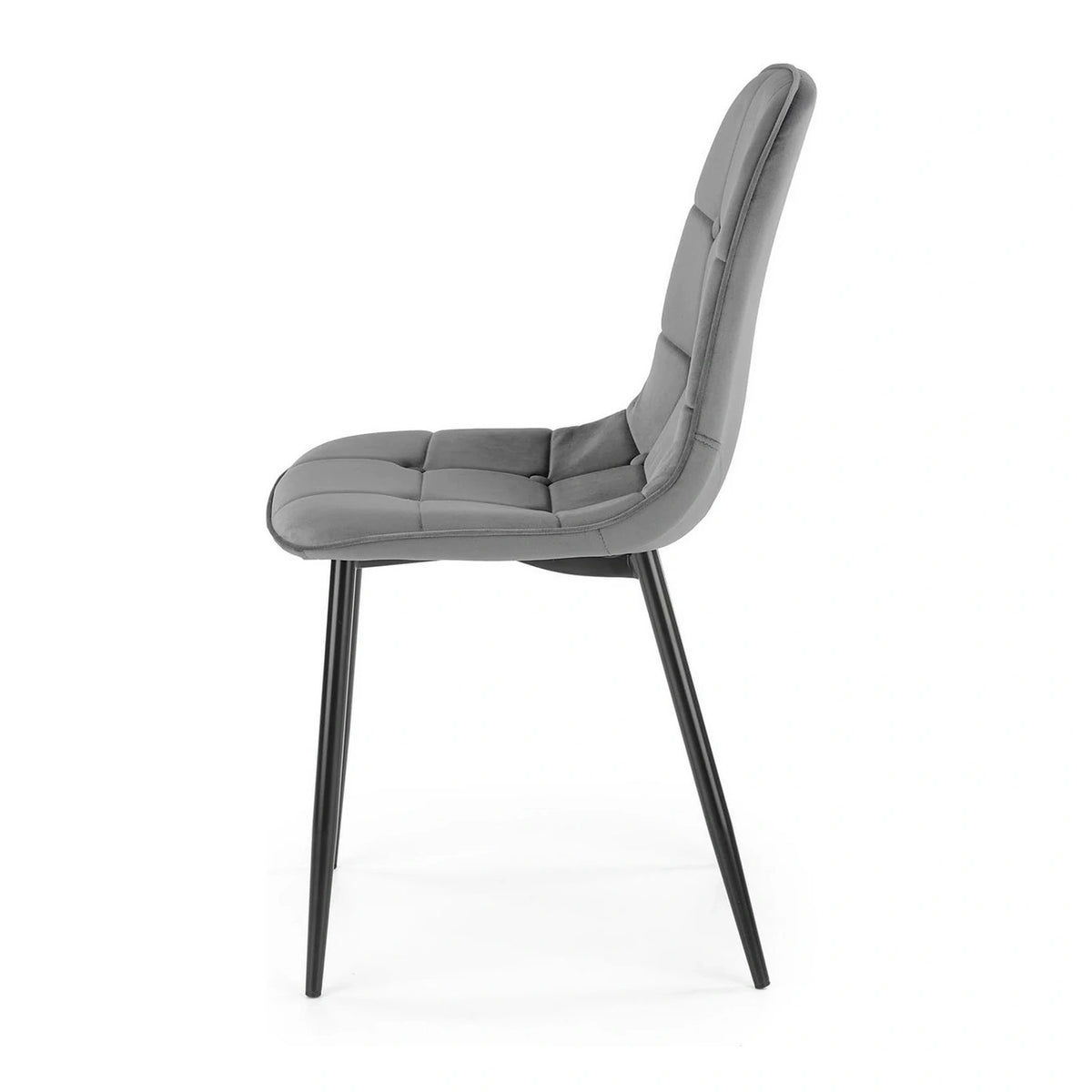 Scaun tapitat K417, gri/negru, stofa catifelata/metal, 46x56x87 cm
