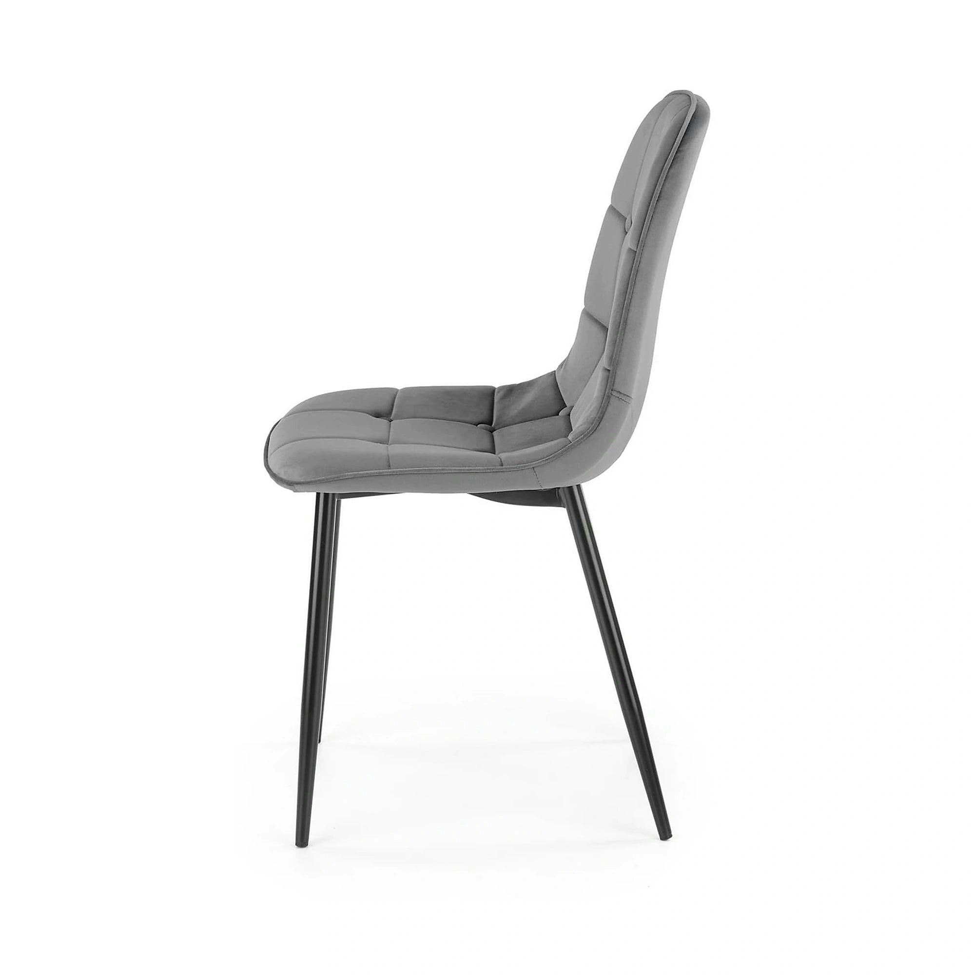 Scaun tapitat K417, gri/negru, stofa catifelata/metal, 46x56x87 cm