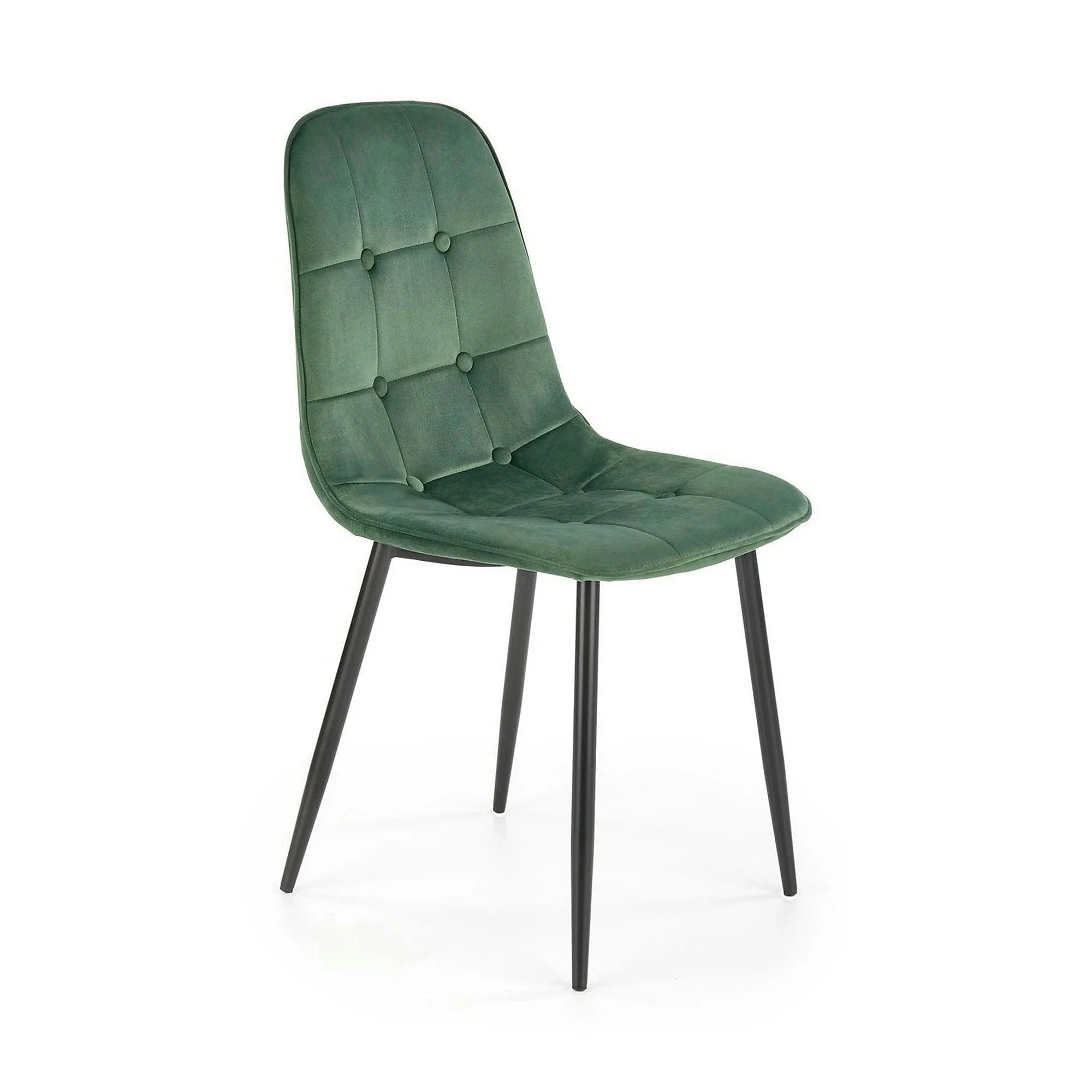 Scaun tapitat K417, verde/negru, stofa catifelata/metal, 46x56x87 cm