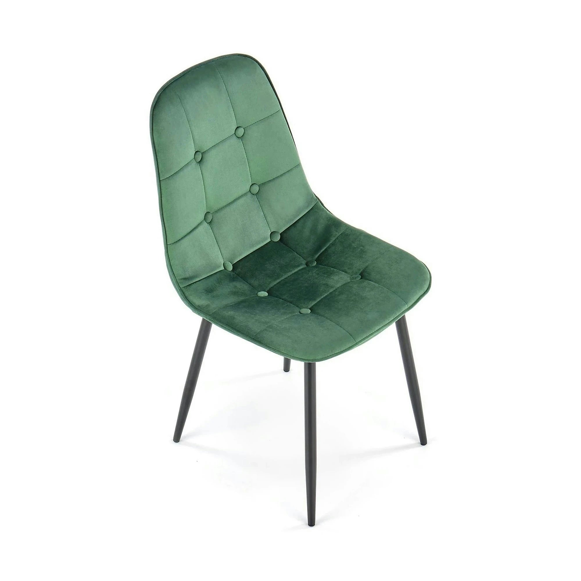 Scaun tapitat K417, verde/negru, stofa catifelata/metal, 46x56x87 cm