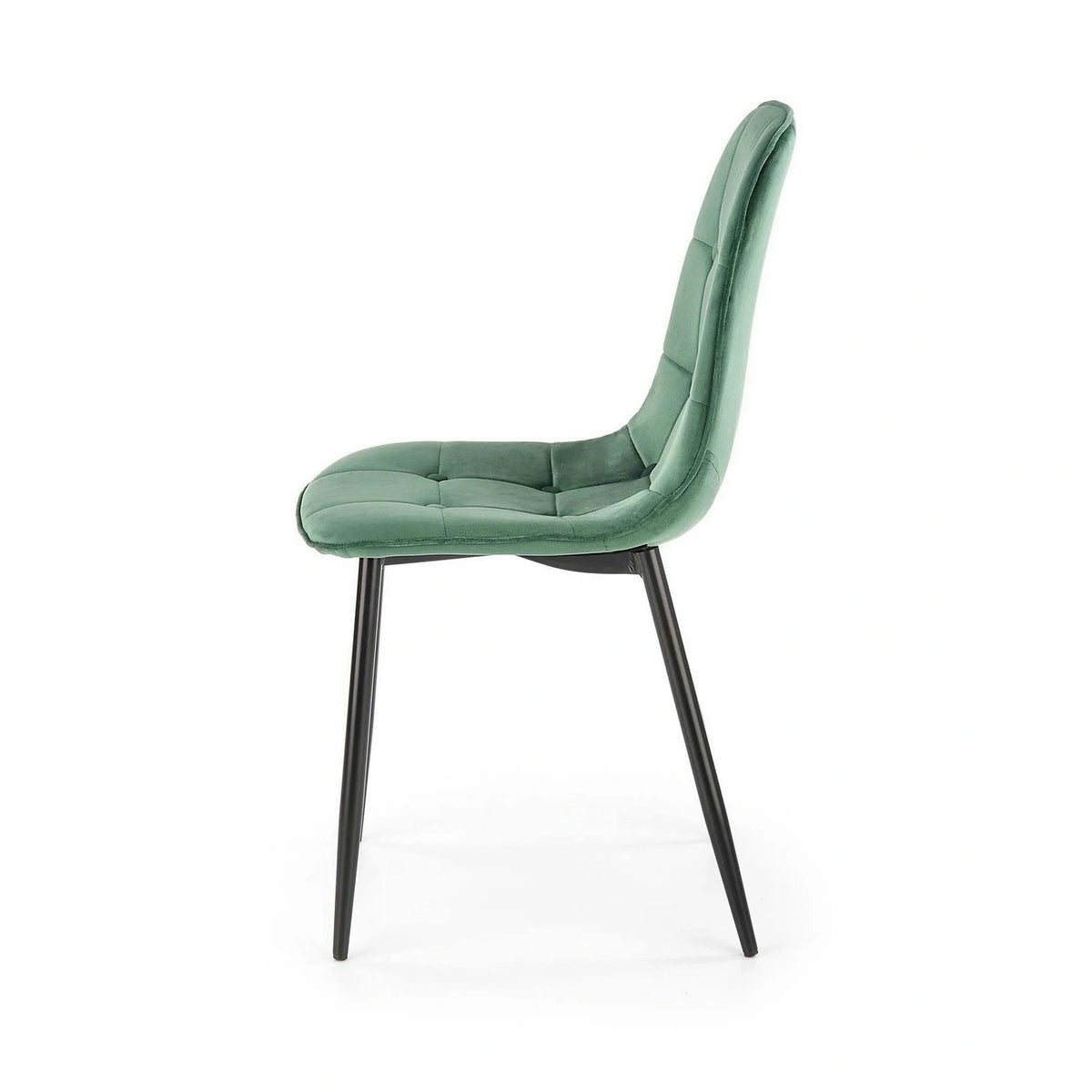Scaun tapitat K417, verde/negru, stofa catifelata/metal, 46x56x87 cm
