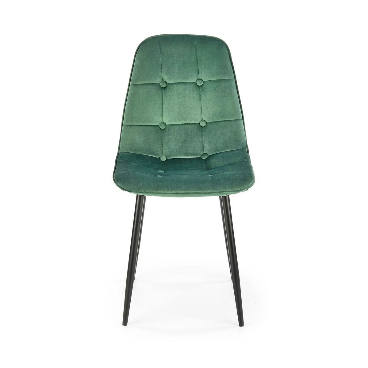 Scaun tapitat K417, verde/negru, stofa catifelata/metal, 46x56x87 cm