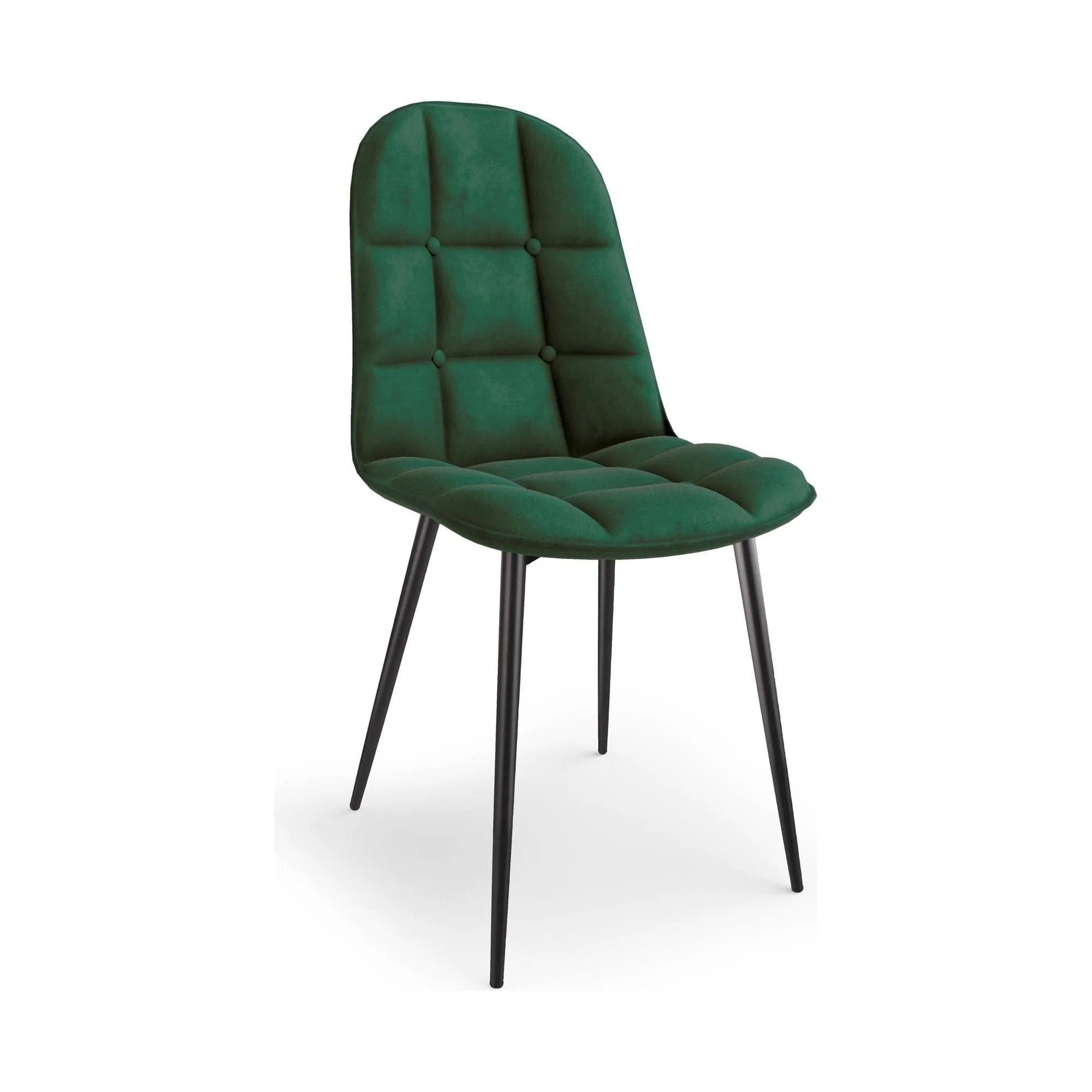 Scaun tapitat K417, verde/negru, stofa catifelata/metal, 46x56x87 cm