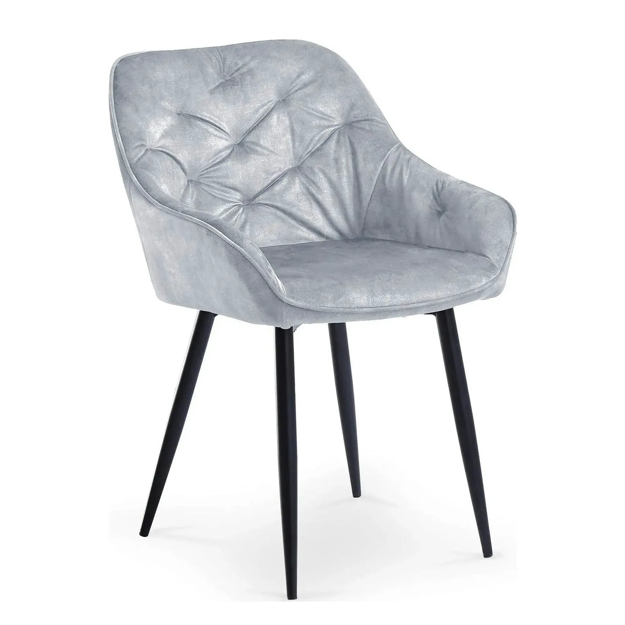 Scaun tapitat K418, gri/negru, stofa clasica/metal, 56x65x81 cm