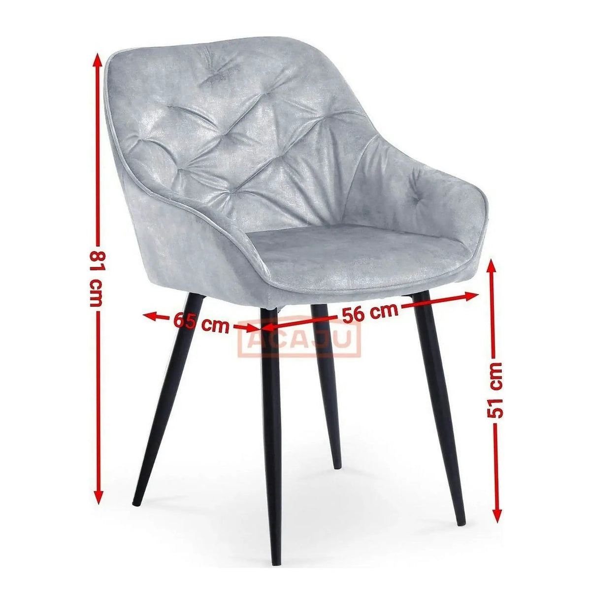 Scaun tapitat K418, gri/negru, stofa clasica/metal, 56x65x81 cm