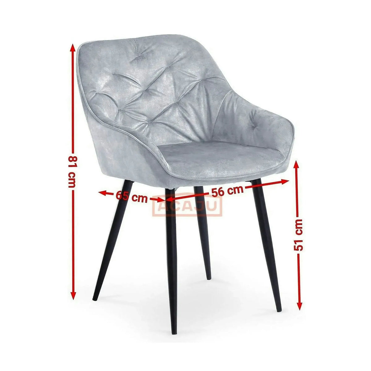 Scaun tapitat K418, gri/negru, stofa clasica/metal, 56x65x81 cm