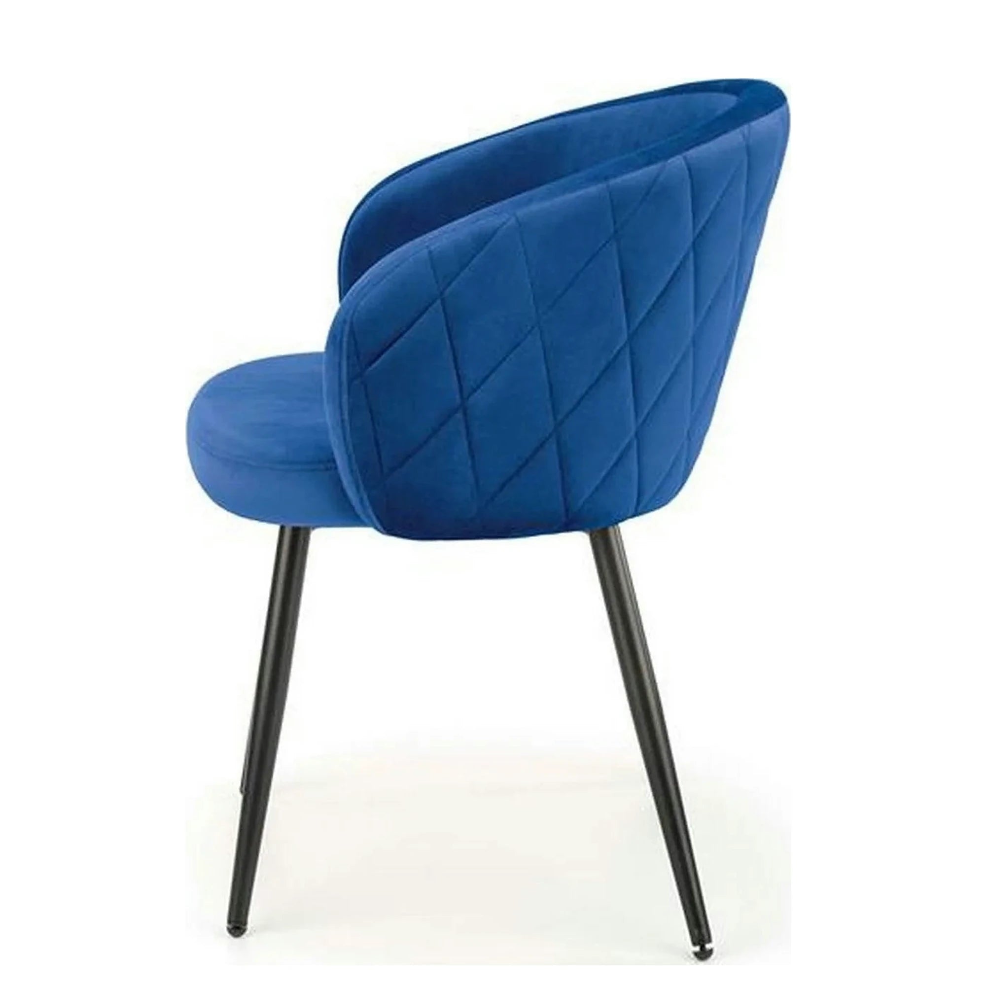 Scaun tapitat K430, albastru/negru, stofa catifelata/metal, 51x54x77 cm