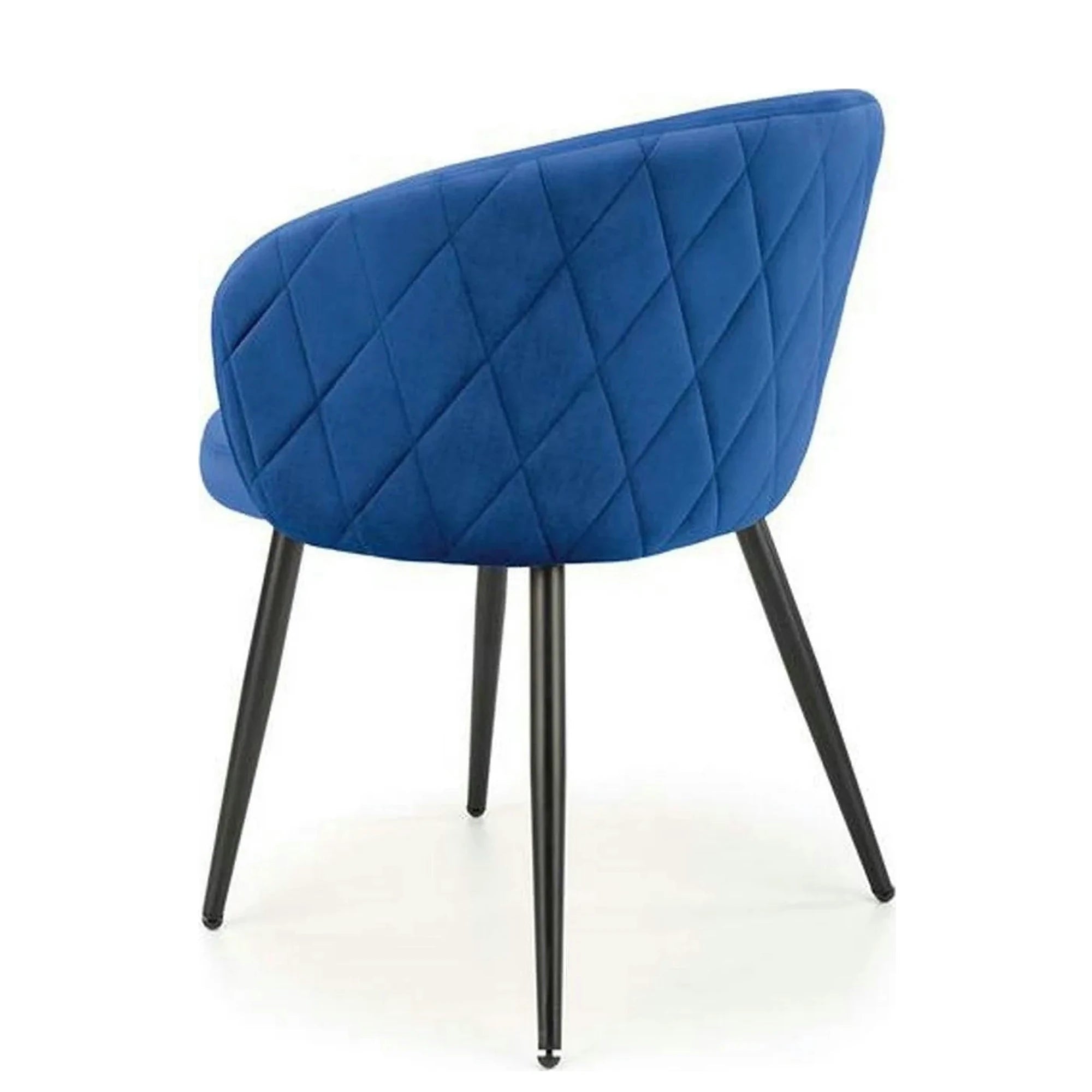 Scaun tapitat K430, albastru/negru, stofa catifelata/metal, 51x54x77 cm