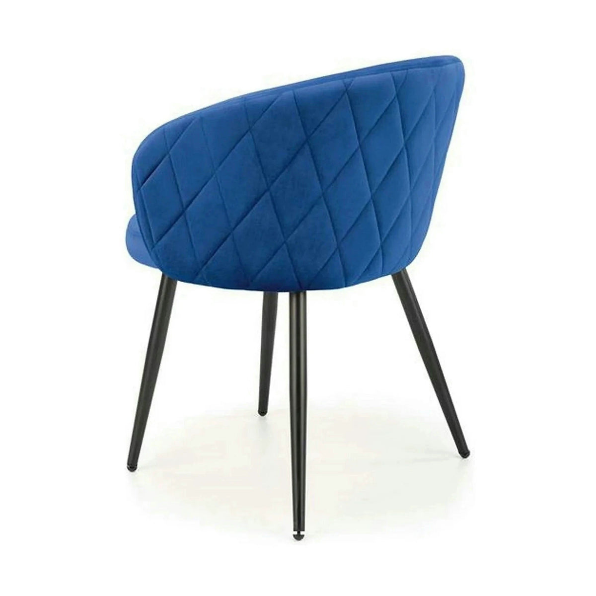 Scaun tapitat K430, albastru/negru, stofa catifelata/metal, 51x54x77 cm
