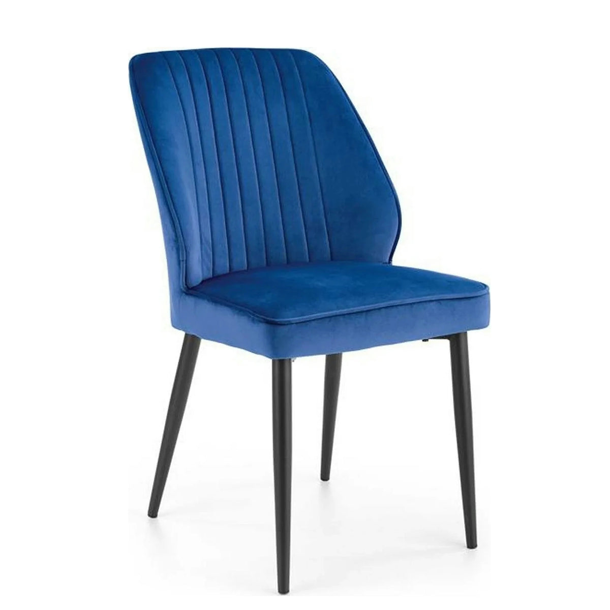 Scaun tapitat K432, albastru, stofa catifelata, 48x57x85 cm