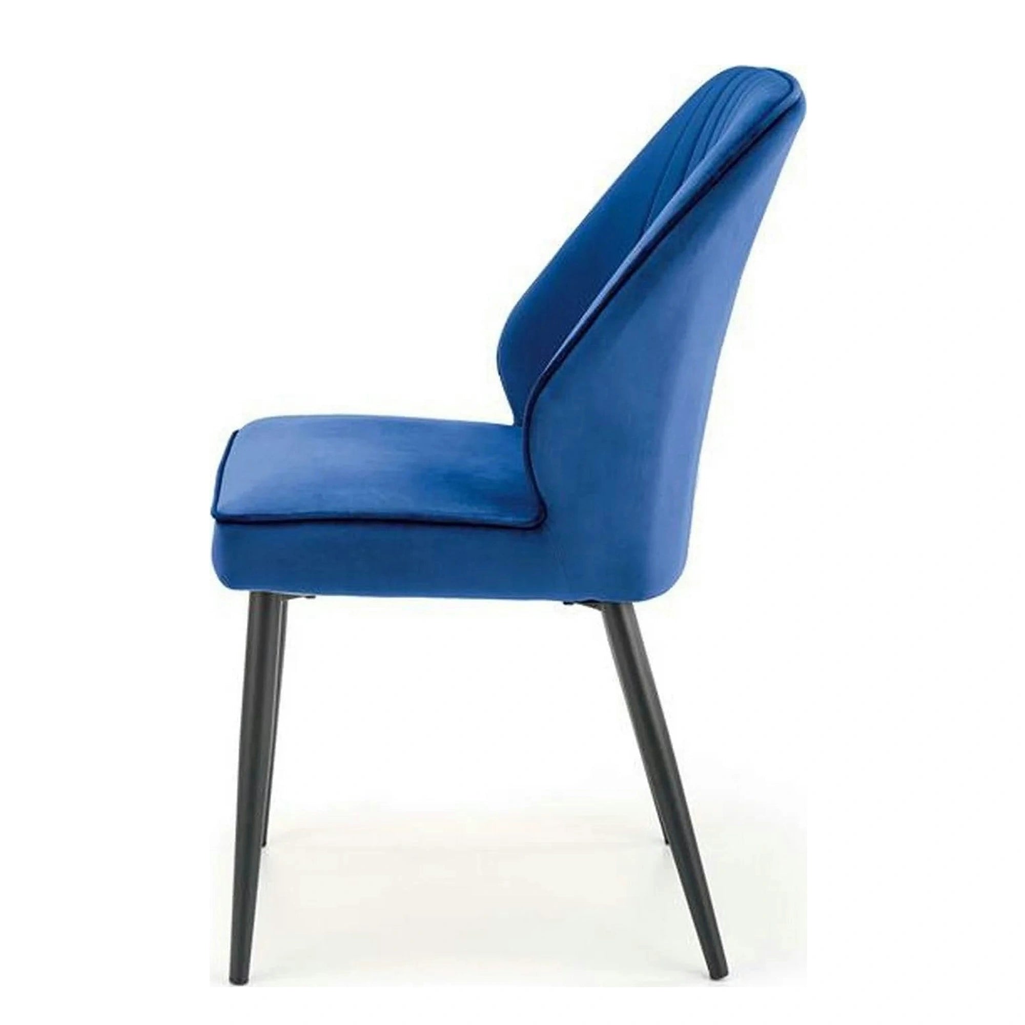 Scaun tapitat K432, albastru, stofa catifelata, 48x57x85 cm