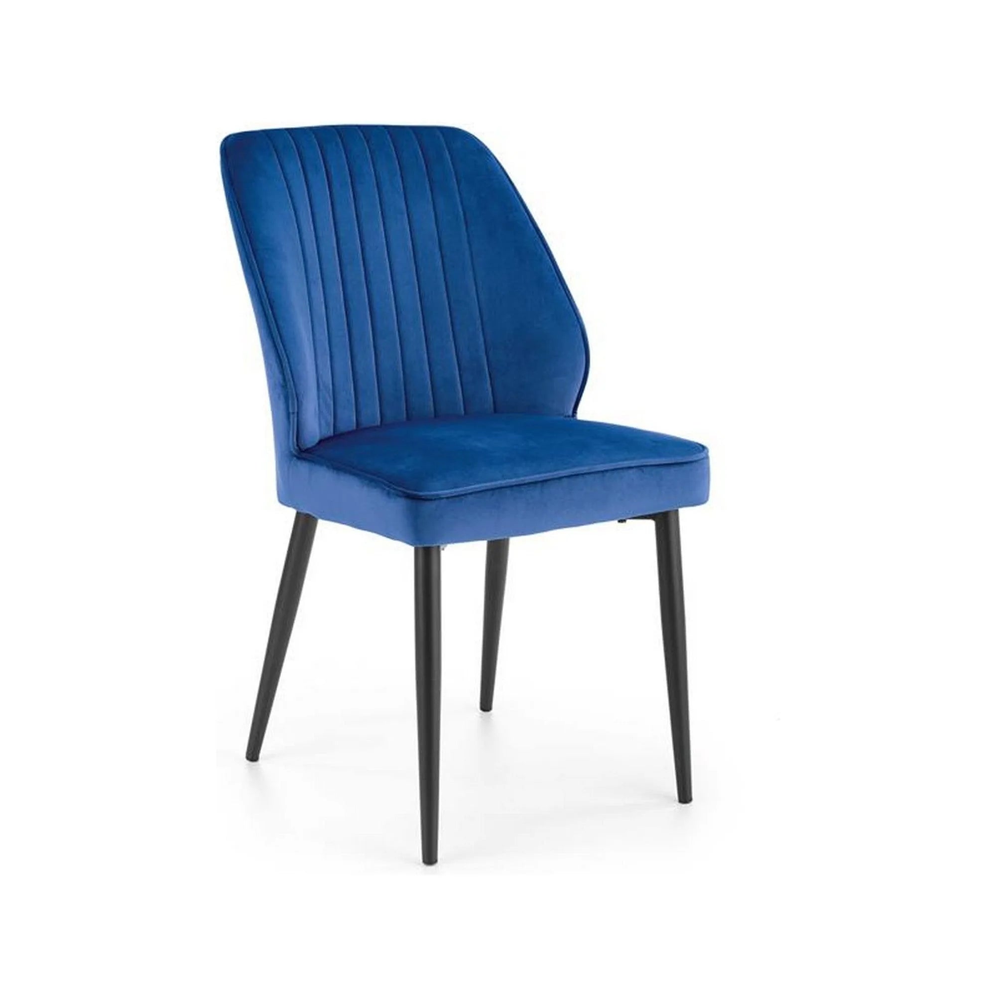 Scaun tapitat K432, albastru, stofa catifelata, 48x57x85 cm