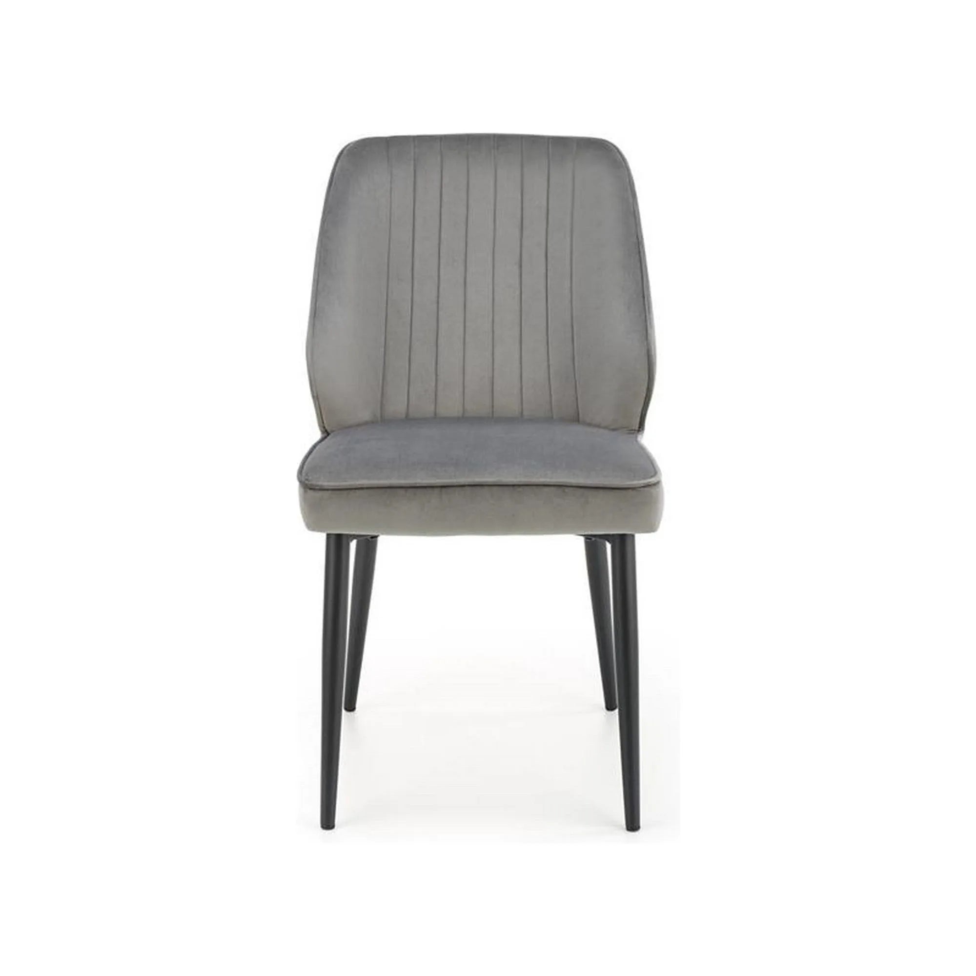 Scaun tapitat K432, gri/negru, stofa catifelata/metal, 48x57x85 cm