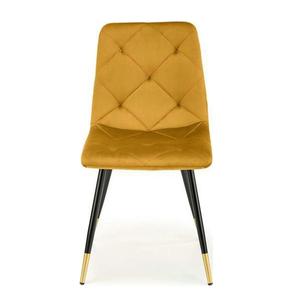 Scaun tapitat K438, galben, stofa catifelata, 45x50x86 cm
