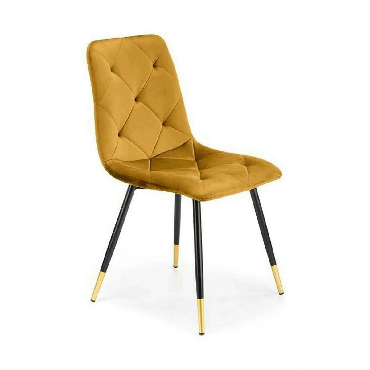 Scaun tapitat K438, galben, stofa catifelata, 45x50x86 cm