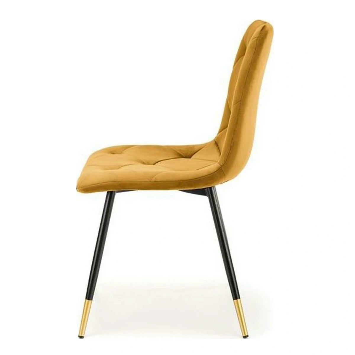 Scaun tapitat K438, galben, stofa catifelata, 45x50x86 cm
