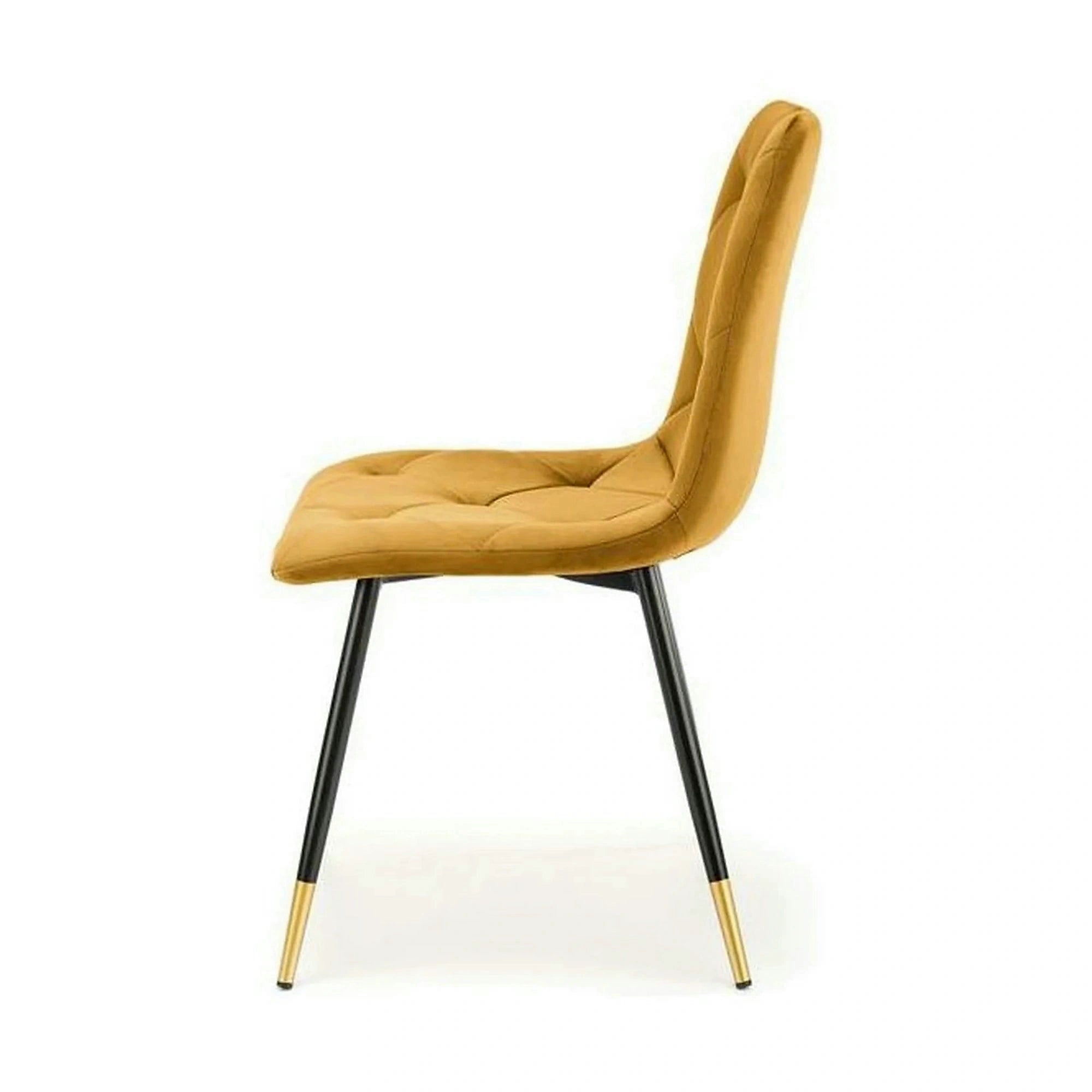 Scaun tapitat K438, galben, stofa catifelata, 45x50x86 cm