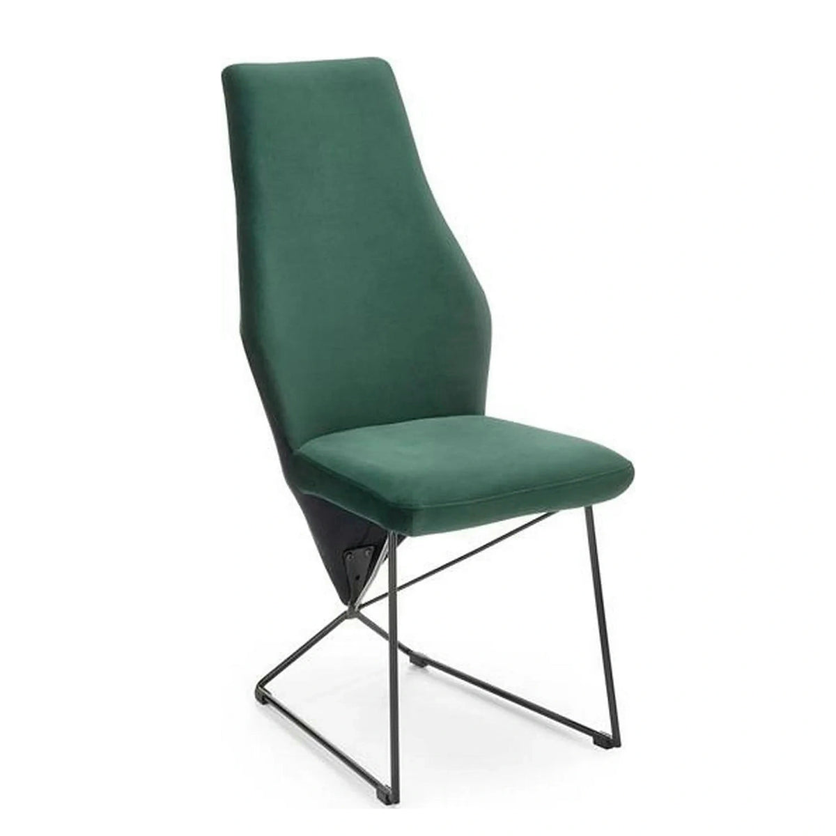 Scaun tapitat K485, verde inchis, stofa catifelata, 44x63x96 cm
