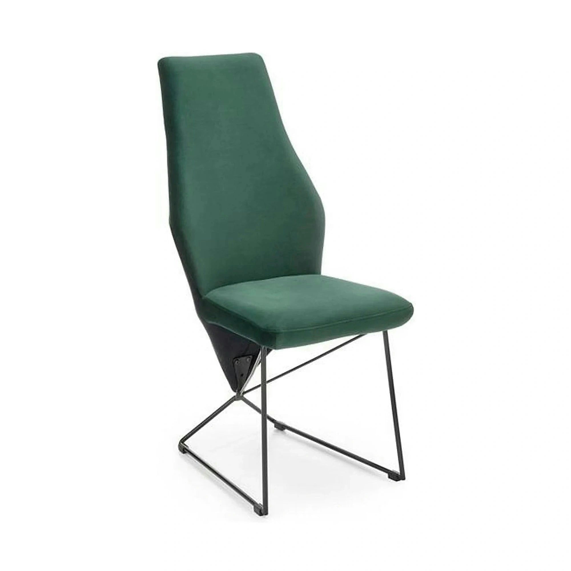 Scaun tapitat K485, verde inchis, stofa catifelata, 44x63x96 cm