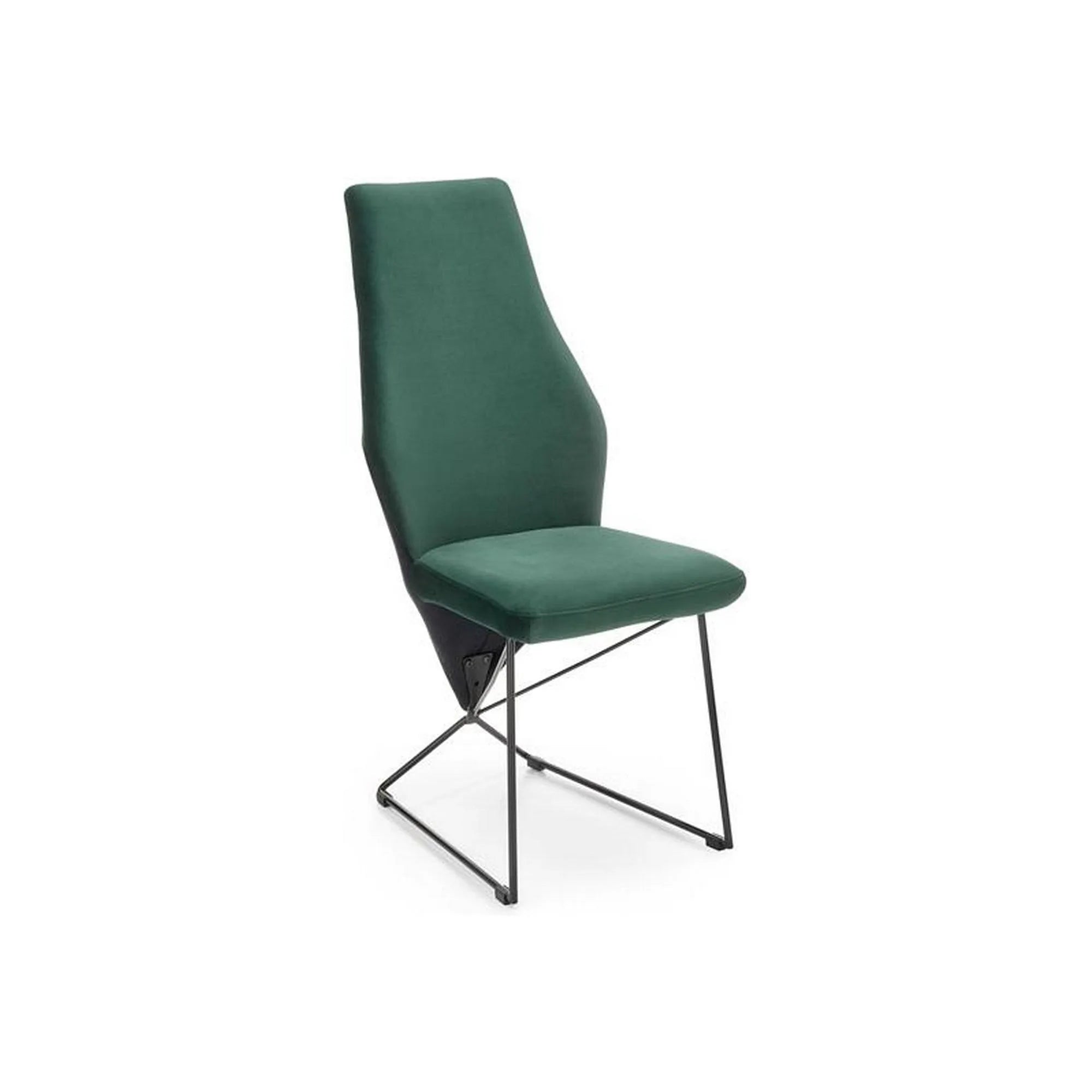 Scaun tapitat K485, verde inchis, stofa catifelata, 44x63x96 cm