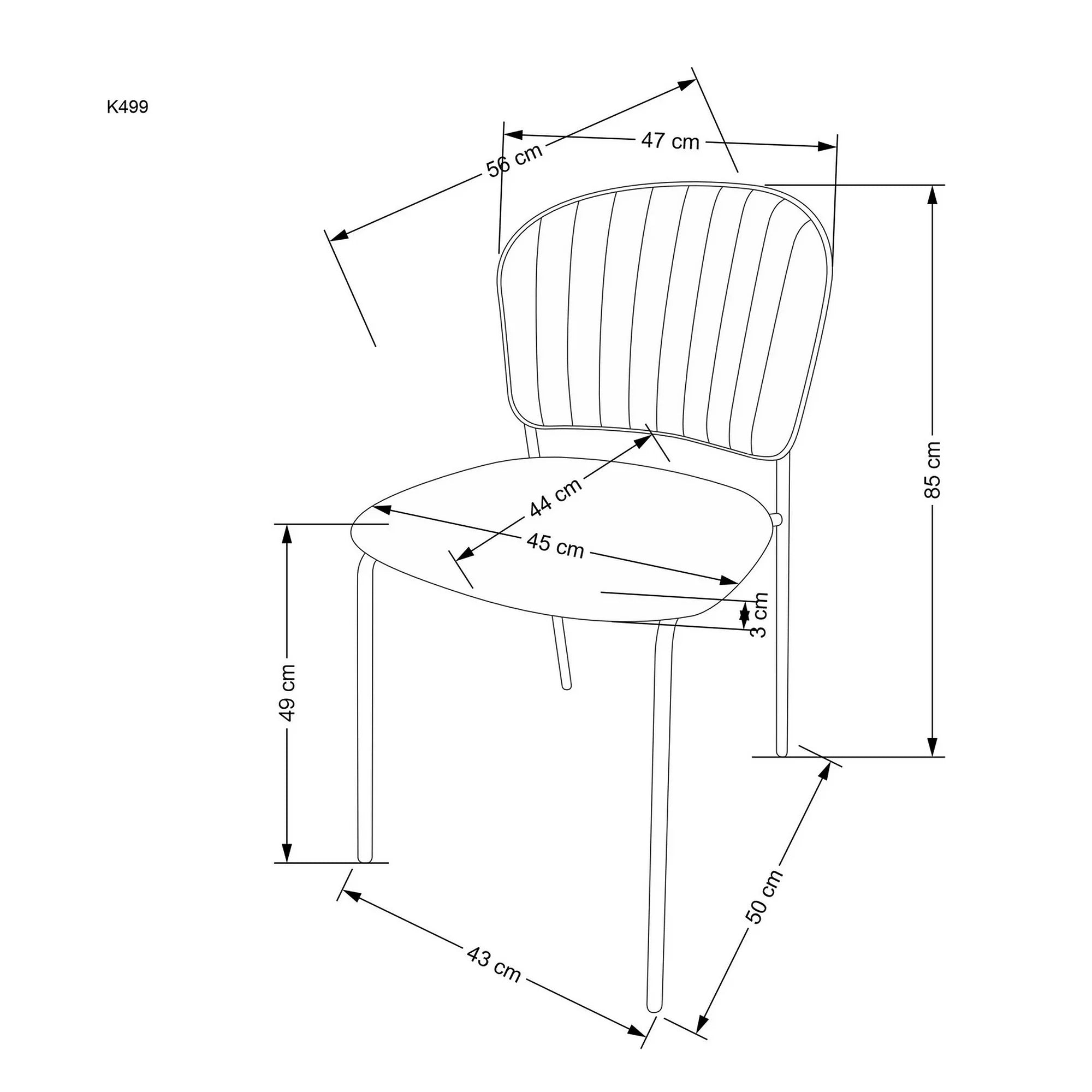 Scaun tapitat K499, bej/auriu, stofa catifelata, 47x56x85 cm