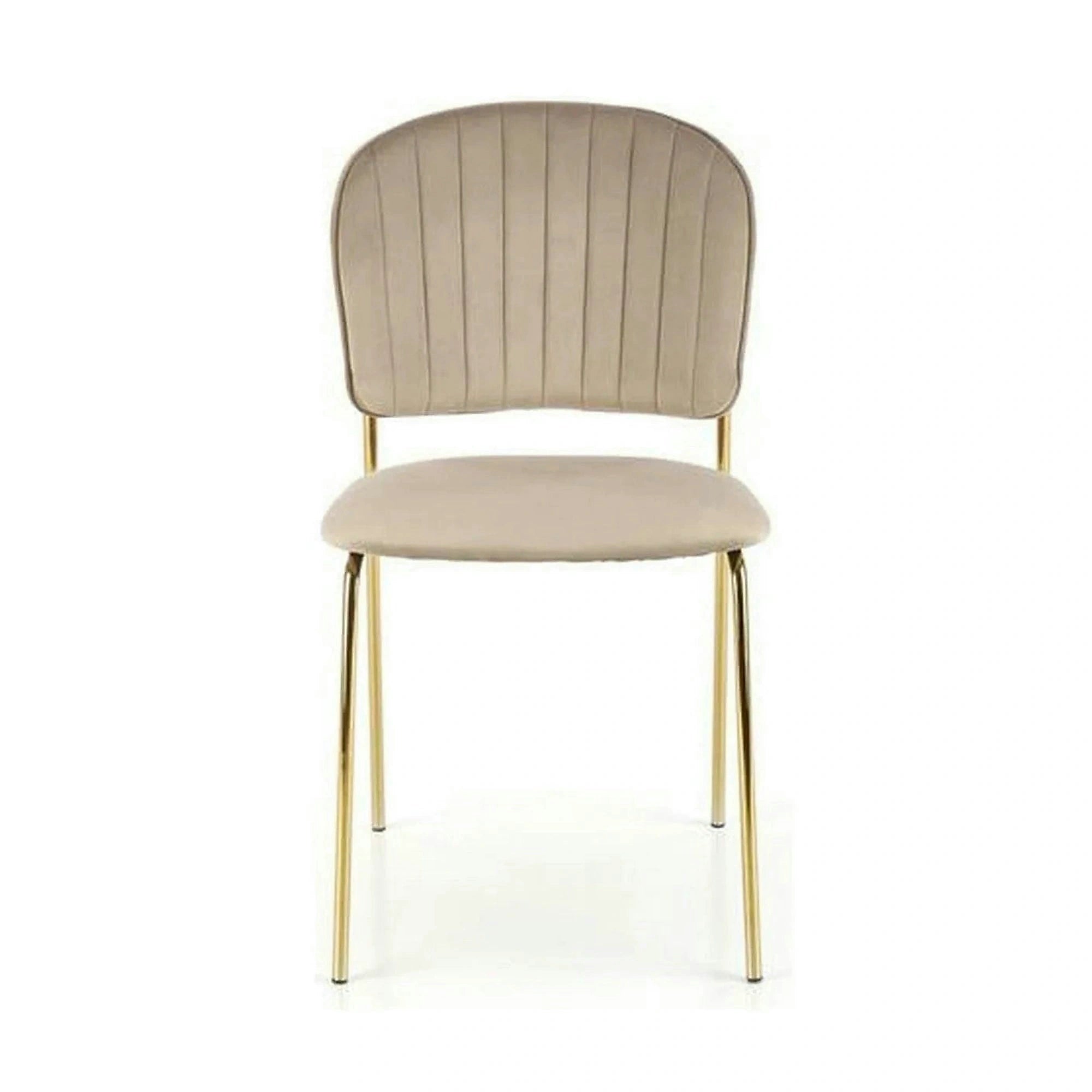 Scaun tapitat K499, bej/auriu, stofa catifelata, 47x56x85 cm